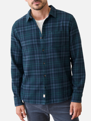 Marine Layer Tahoe Flannel Shirt Soft Long Sleeve Collared Button Up Pattern Fall Winter Men’s LS Tops for Men Green Navy Plaid Athens GA Georgia Kempt Menswear Store Near Me