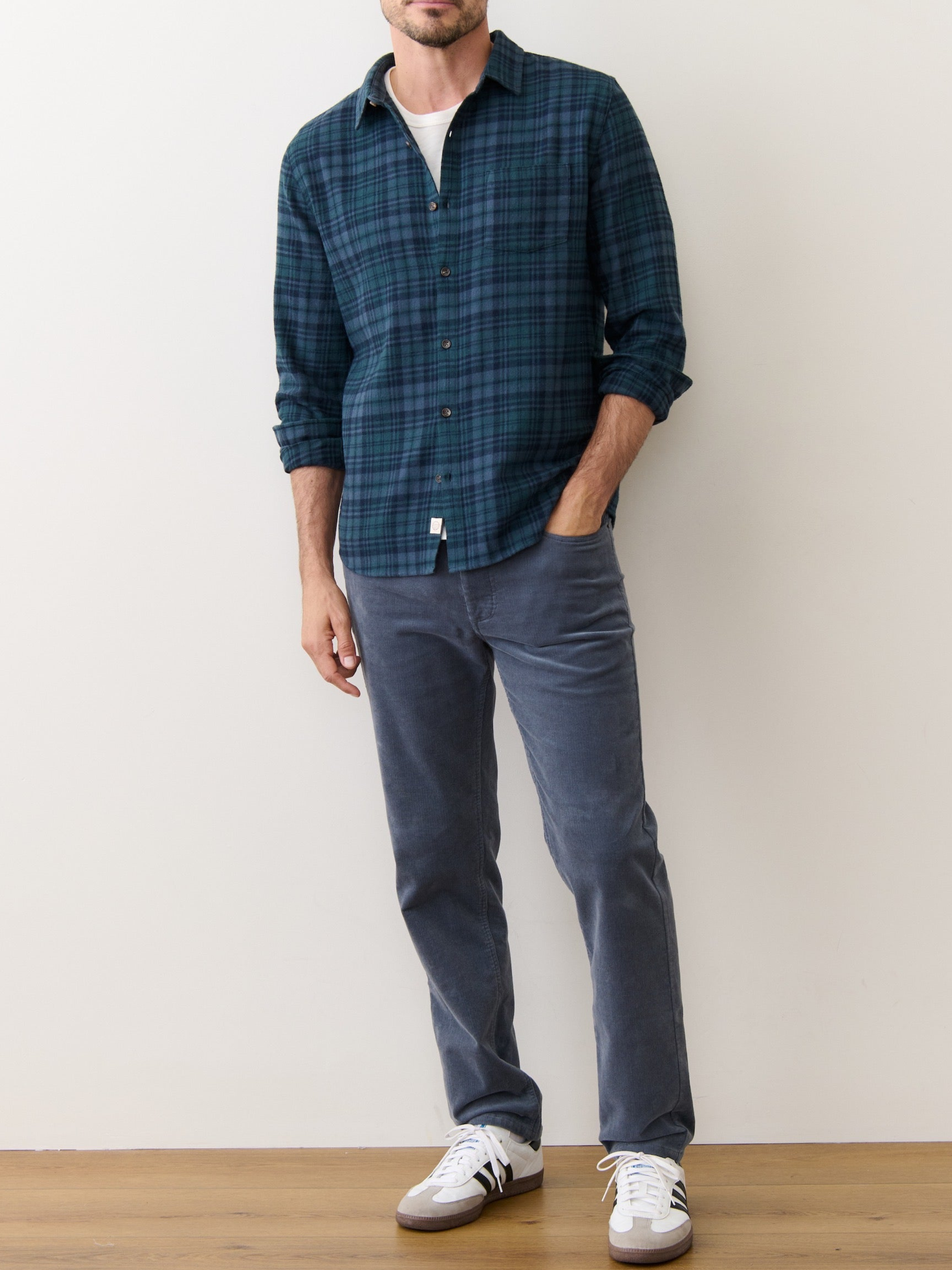 Marine Layer Tahoe Flannel Shirt Soft Long Sleeve Collared Button Up Pattern Fall Winter Men’s LS Tops for Men Green Navy Plaid Athens GA Georgia Kempt Menswear Store Near Me