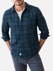 Marine Layer Tahoe Flannel Shirt Soft Long Sleeve Collared Button Up Pattern Fall Winter Men’s LS Tops for Men Green Navy Plaid Athens GA Georgia Kempt Menswear Store Near Me