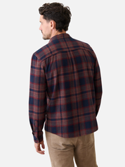 Marine Layer Tahoe Flannel Shirt Soft Long Sleeve Collared Button Up Pattern Fall Winter Men’s LS Tops for Men Nay Burgundy Plaid Athens GA Georgia Kempt Menswear Store Near Me