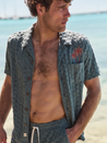 Marine Layer Towel Terry Resort Shirt North Atlantic Blue Terrycloth Textured Men’s SS Short Sleeve Collared Button Down Top for Men Spring Summer Athens GA Georgia Menswear Store Near Me