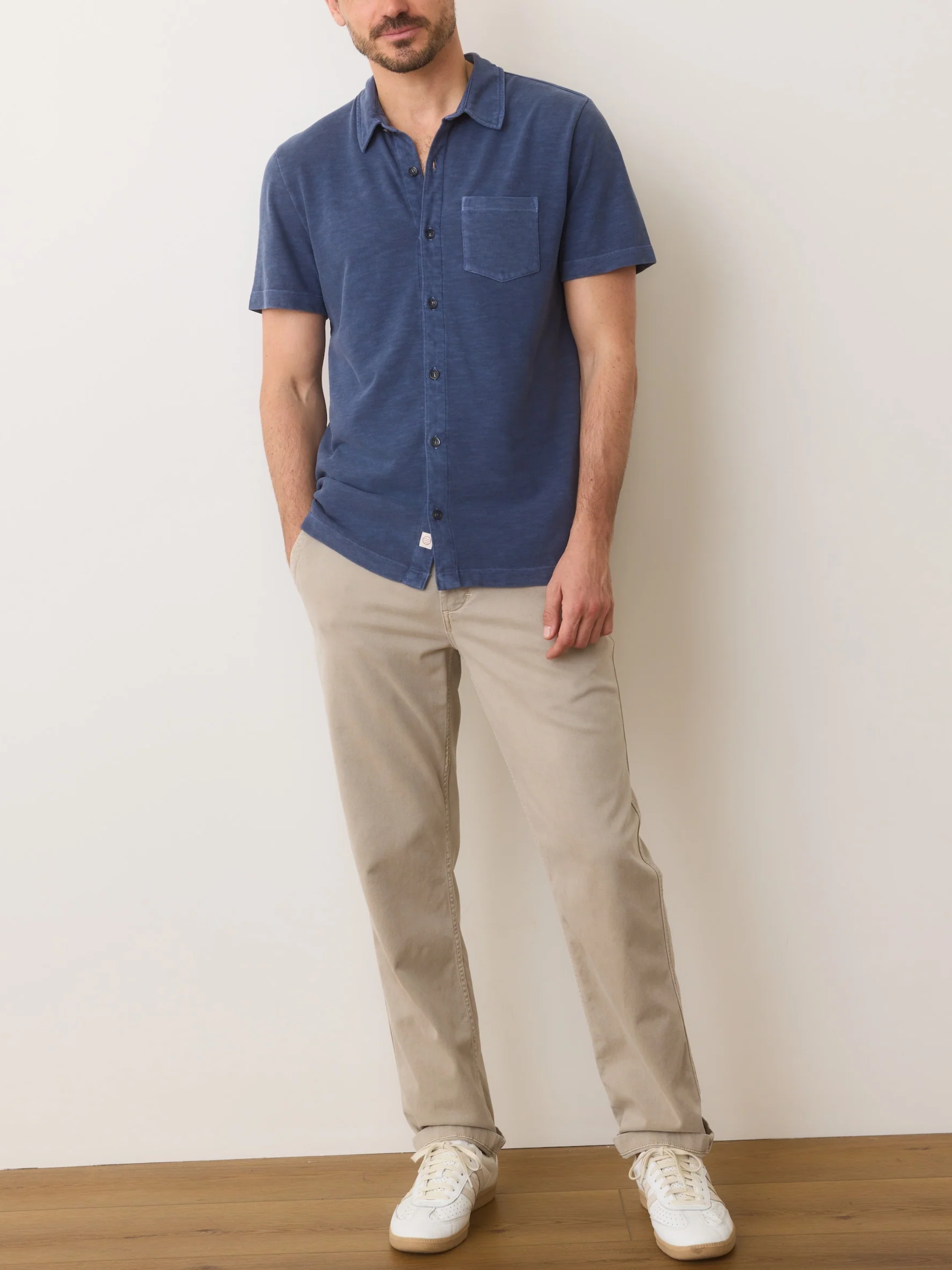 Marine Layer Vintage Heavy Slub Button Down Collared Men’s Shirt Tops for Men Mood Indigo Blue Purple Front Pocket Spring Summer Athens GA Georgia Kempt Menswear Store Near Me 