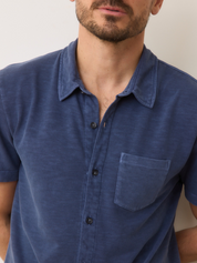 Marine Layer Vintage Heavy Slub Button Down Collared Men’s Shirt Tops for Men Mood Indigo Blue Purple Front Pocket Spring Summer Athens GA Georgia Kempt Menswear Store Near Me 