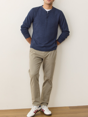 Marine Layer Waffle Knit Henley LS Long Sleeve Shirt Top Blue Men’s Fall Winter Tops for Men Athens GA Georgia Kempt Menswear Store Near Me