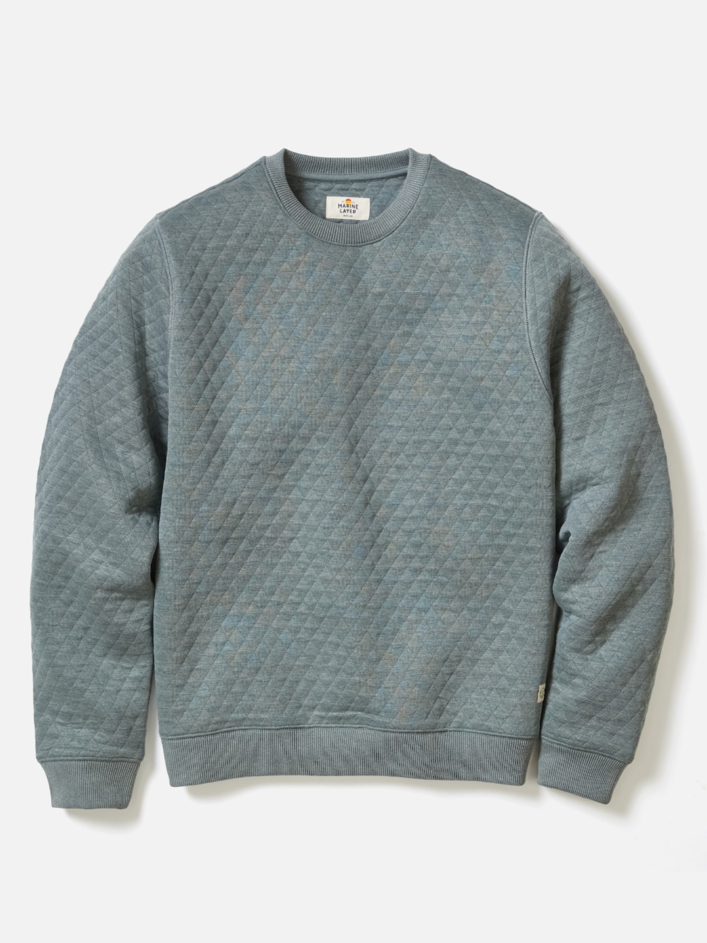 Marine Layer Corbet Quilted Crewneck - Dusty Pine
