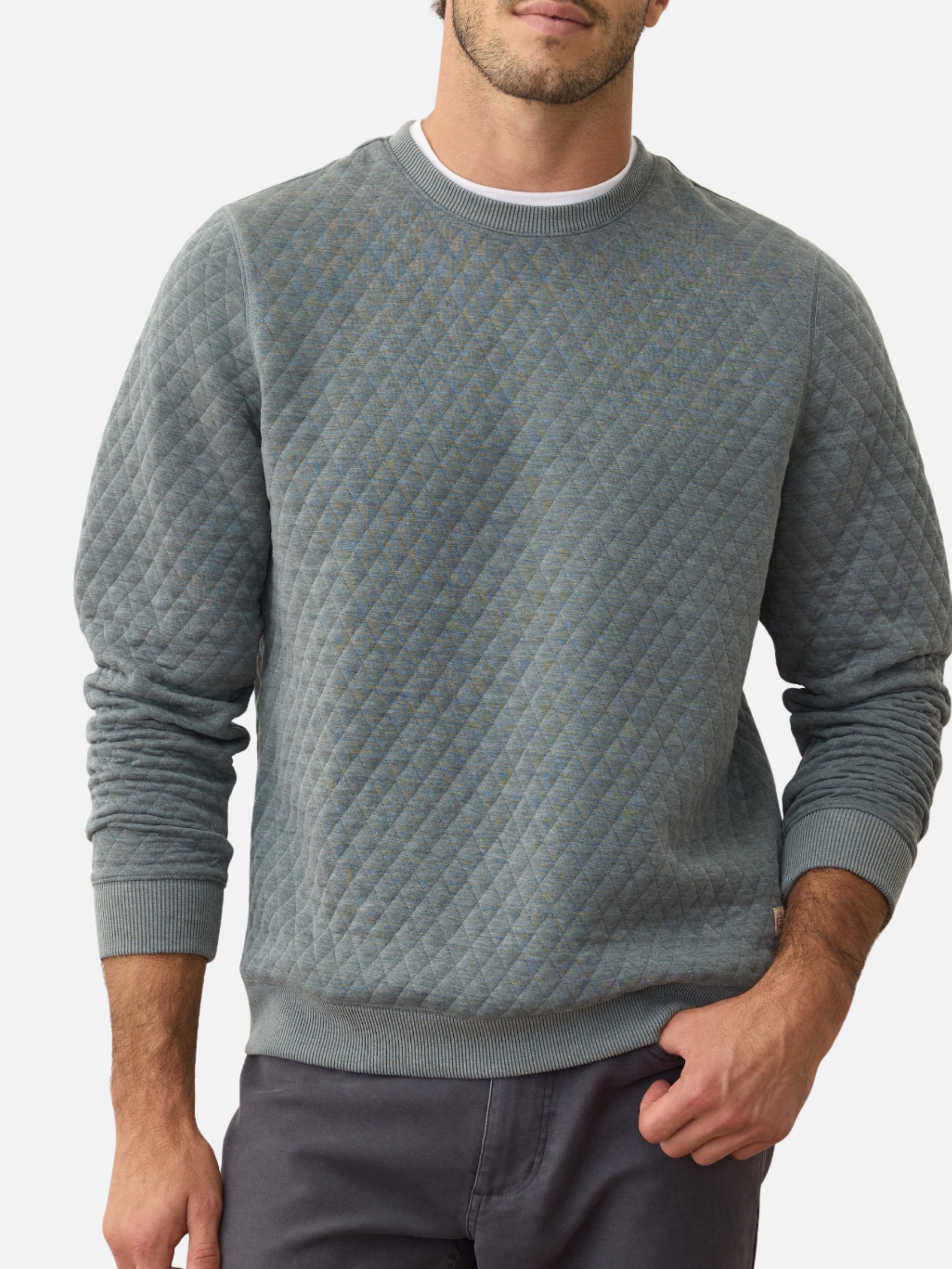 Marine Layer Corbet Quilted Crewneck - Dusty Pine