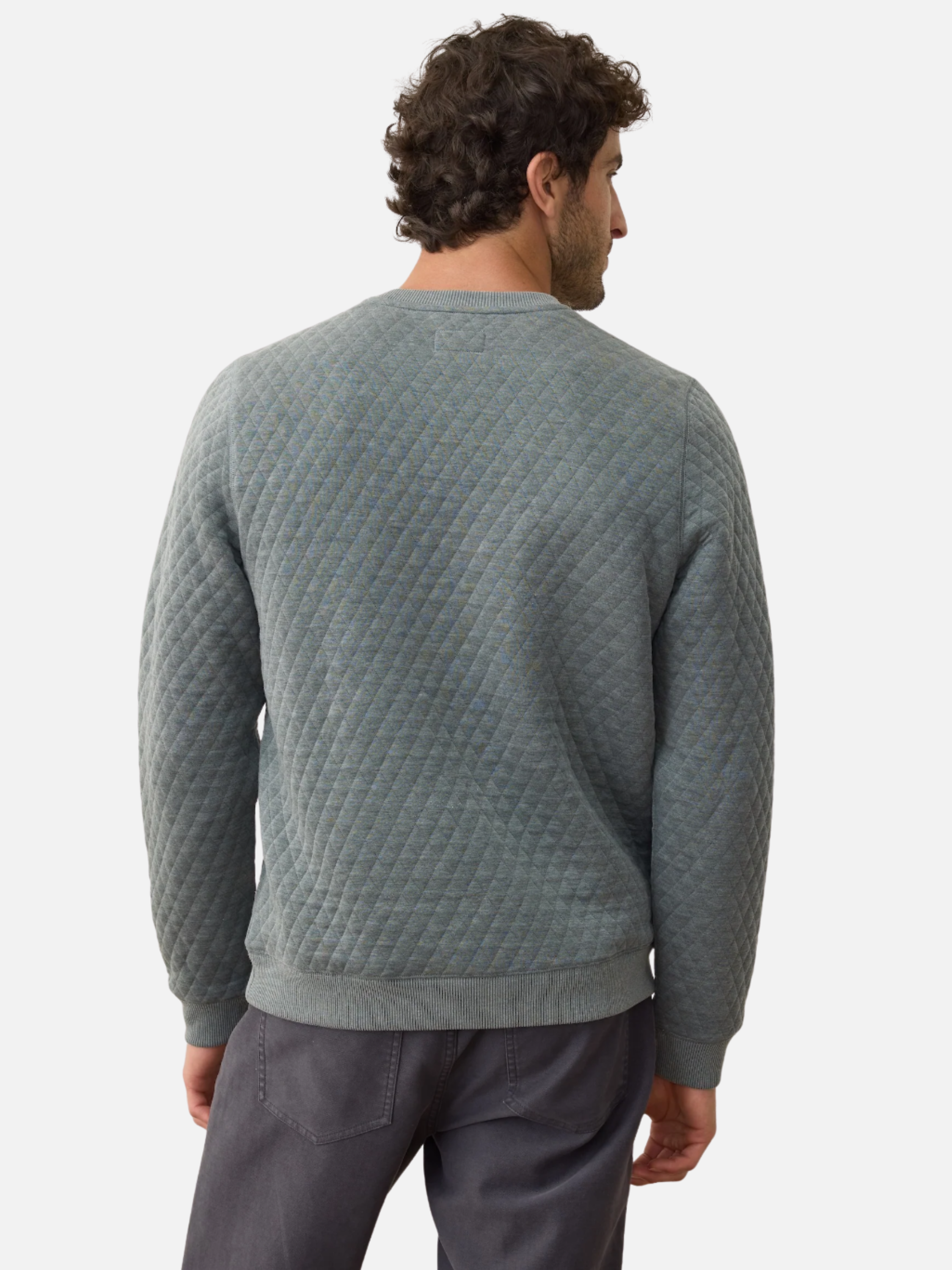 Marine Layer Corbet Quilted Crewneck - Dusty Pine