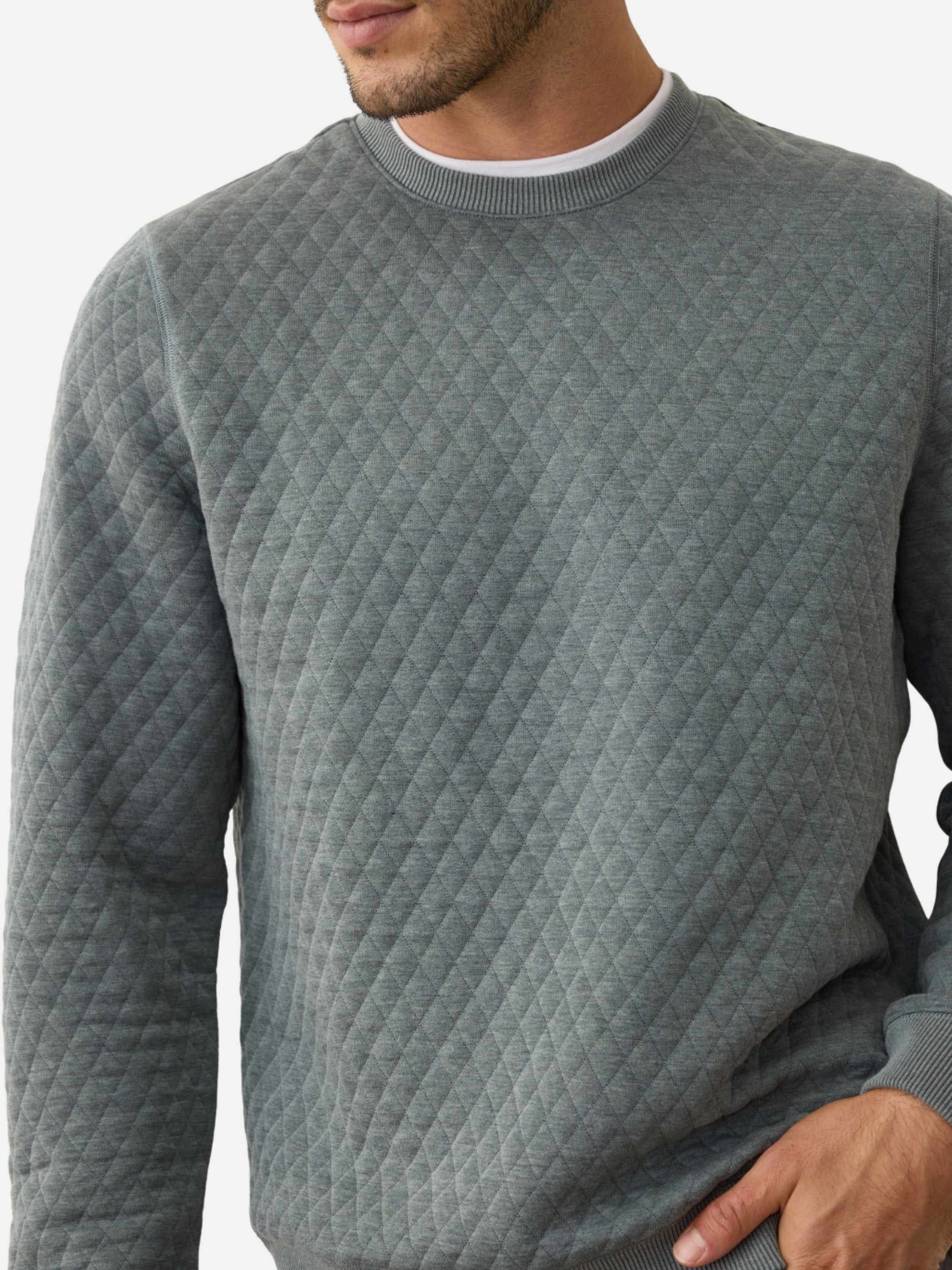 Marine Layer Corbet Quilted Crewneck - Dusty Pine