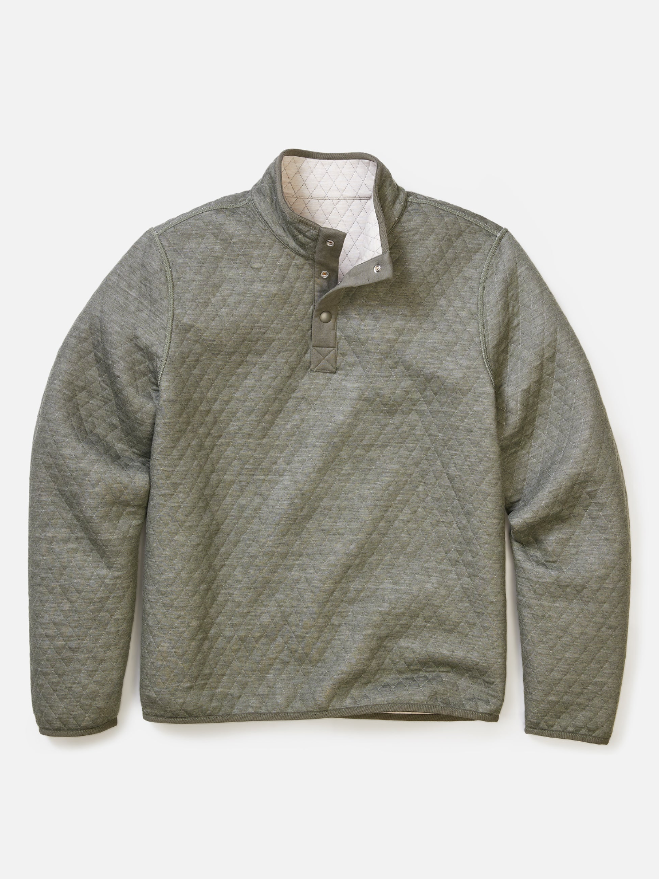 Marine Layer Corbet Quilted Reversible Pullover Button Neck Texture Textured Men’s Tops Outerwear for Men Oatmeal Olive Green LS Long Sleeve Top Athens GA Georgia Kempt Menswear Store Near Me