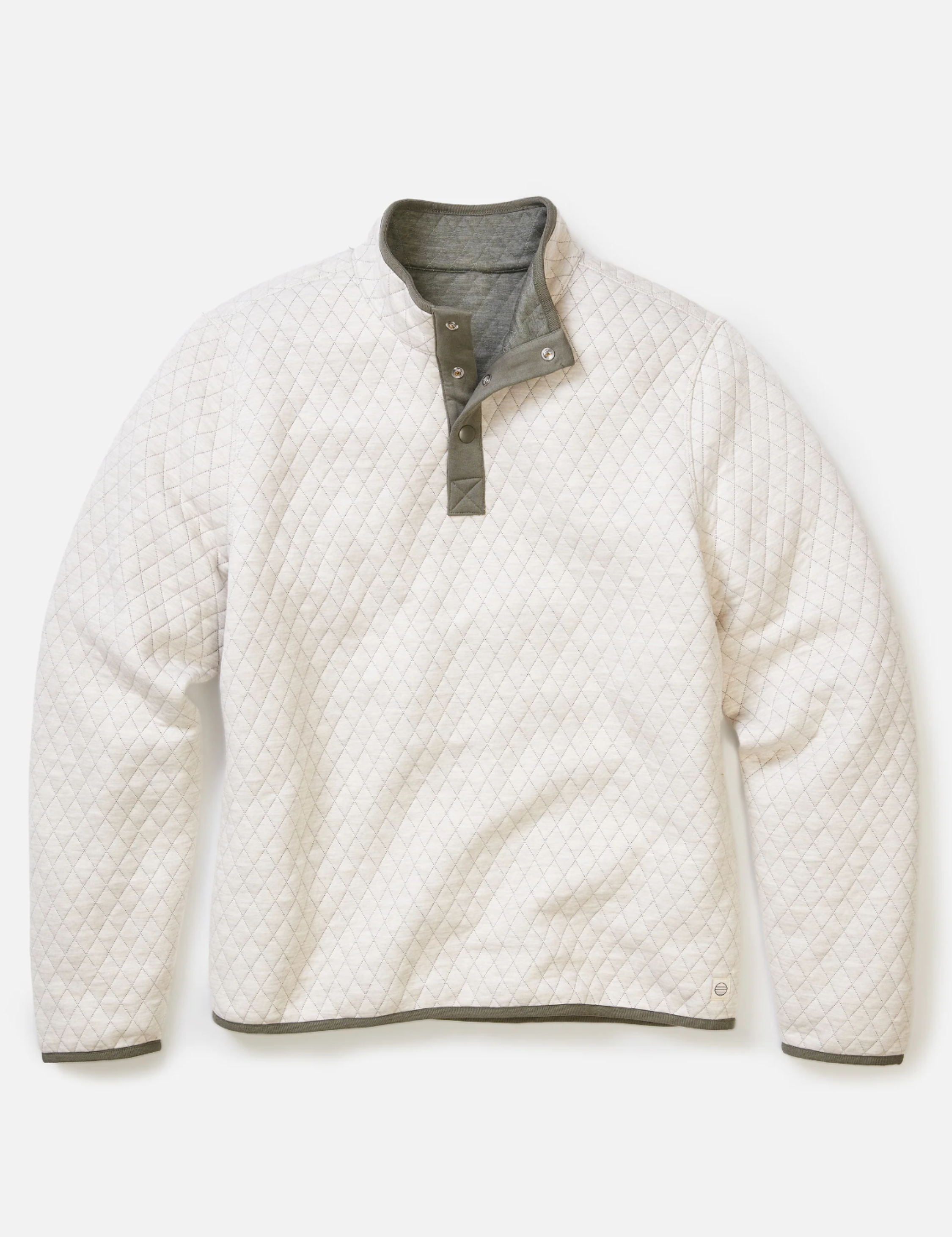 Marine Layer Corbet Quilted Reversible Pullover Button Neck Texture Textured Men’s Tops Outerwear for Men Oatmeal Olive Green LS Long Sleeve Top Athens GA Georgia Kempt Menswear Store Near Me