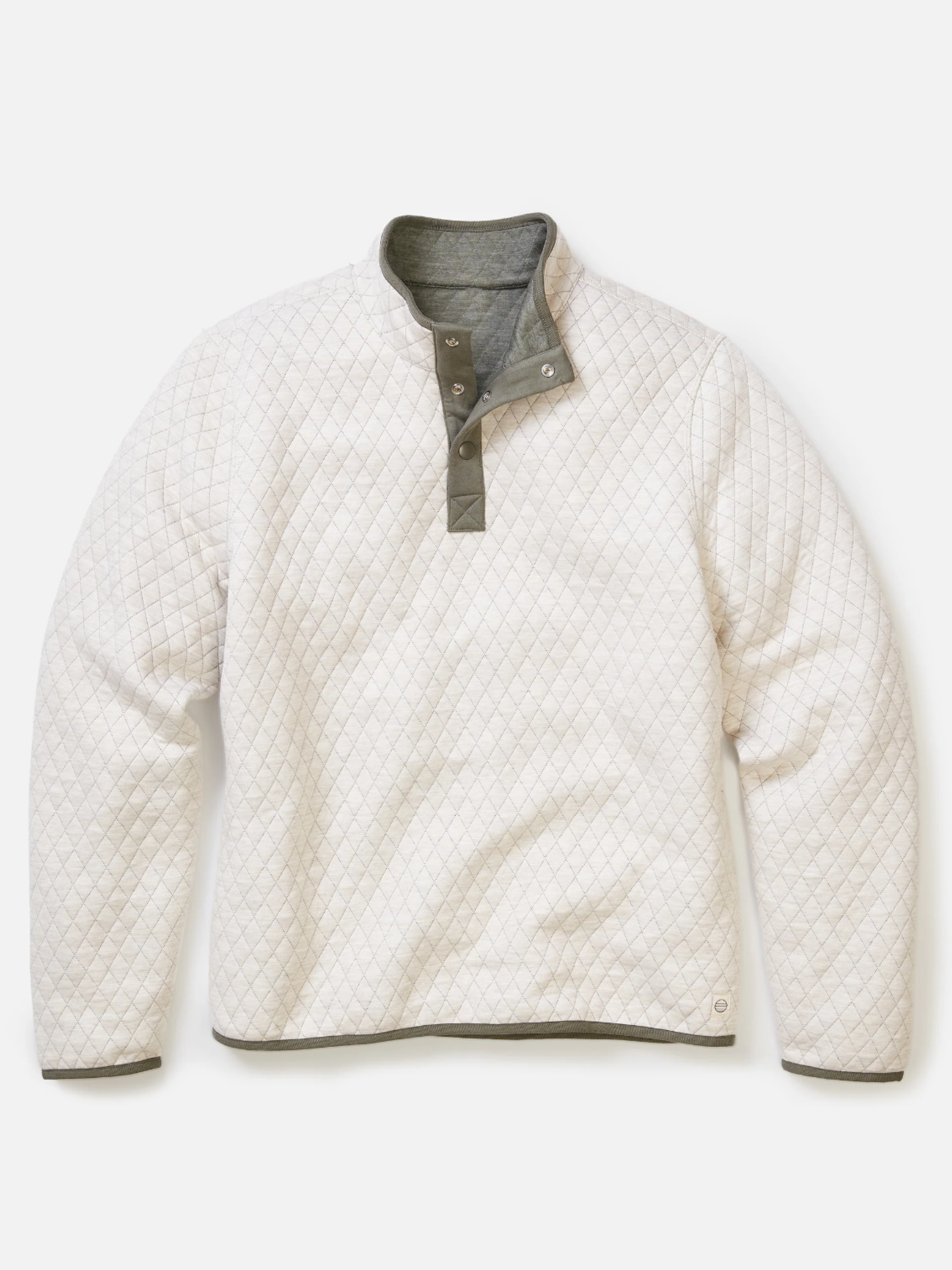 Marine Layer Corbet Quilted Reversible Pullover Button Neck Texture Textured Men’s Tops Outerwear for Men Oatmeal Olive Green LS Long Sleeve Top Athens GA Georgia Kempt Menswear Store Near Me