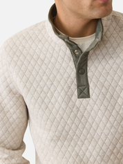 Marine Layer Corbet Quilted Reversible Pullover Button Neck Texture Textured Men’s Tops Outerwear for Men Oatmeal Olive Green LS Long Sleeve Top Athens GA Georgia Kempt Menswear Store Near Me