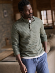 Marine Layer Corbet Quilted Reversible Pullover Button Neck Texture Textured Men’s Tops Outerwear for Men Oatmeal Olive Green LS Long Sleeve Top Athens GA Georgia Kempt Menswear Store Near Me