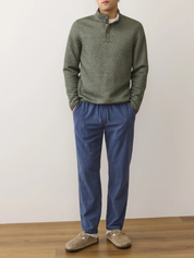 Marine Layer Corbet Quilted Reversible Pullover Button Neck Texture Textured Men’s Tops Outerwear for Men Oatmeal Olive Green LS Long Sleeve Top Athens GA Georgia Kempt Menswear Store Near Me