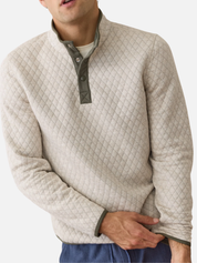 Marine Layer Corbet Quilted Reversible Pullover Button Neck Texture Textured Men’s Tops Outerwear for Men Oatmeal Olive Green LS Long Sleeve Top Athens GA Georgia Kempt Menswear Store Near Me