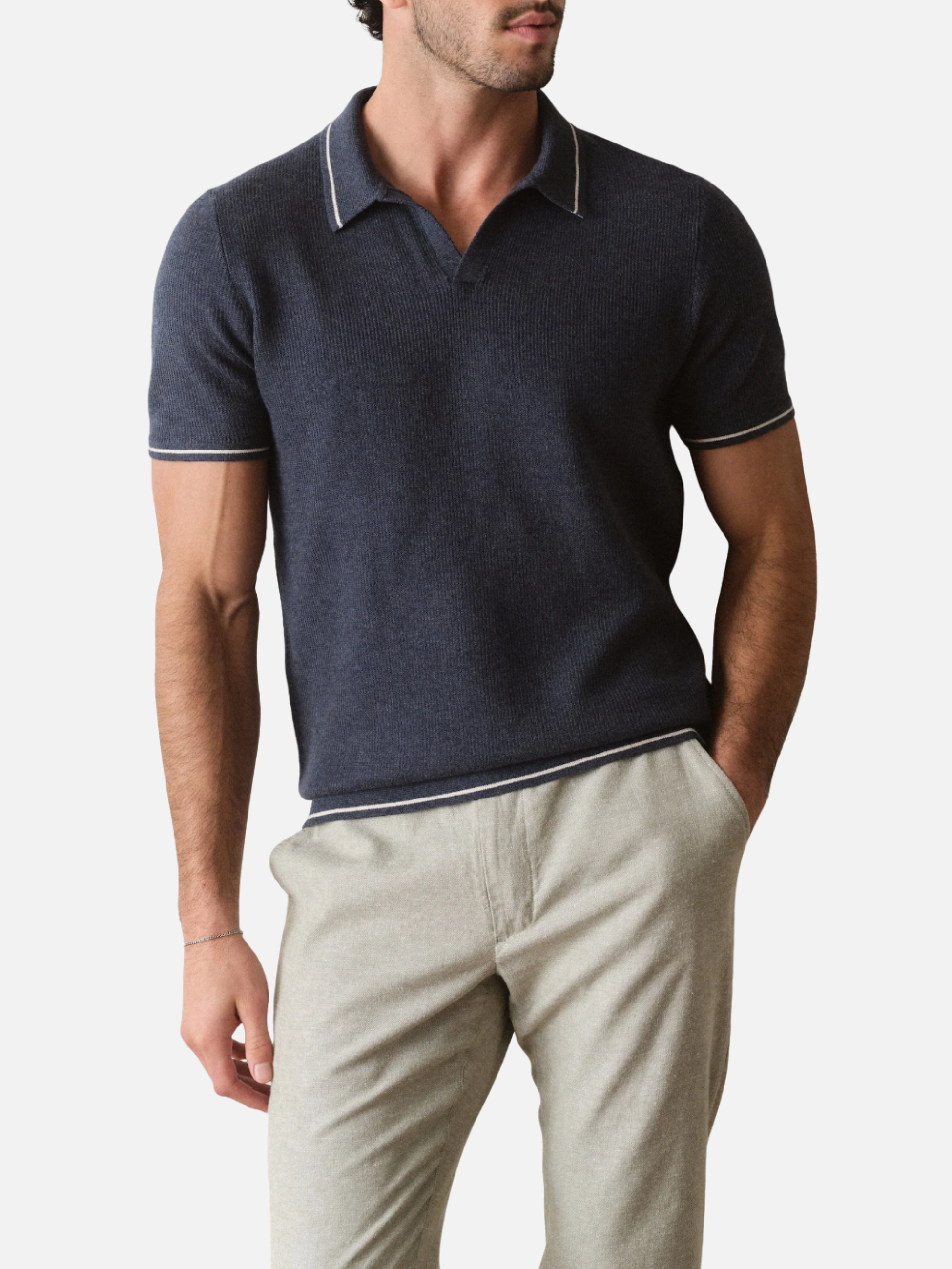 Marine Layer Liam Sweater Polo - Dark Indigo