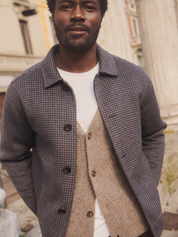 Marine Layer Luca Wool Jacket Navy Taupe Houndstooth Pattern Double Wool Buttons Front Pockets Outerwear for Men Athens GA Georgia Kempt Menswear Store Near Me