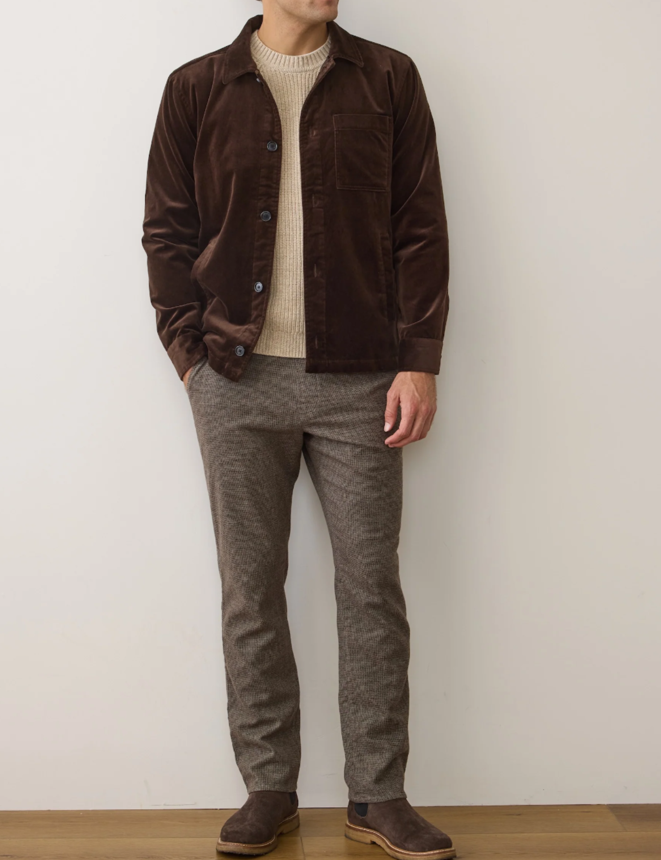 Marine Layer Saturday Houndstooth Slim Straight Leg Pants Chino Chinos Men’s Bottoms for Men Dark Taupe Pattern Athens GA Georgia Kempt Menswear Store Near Me