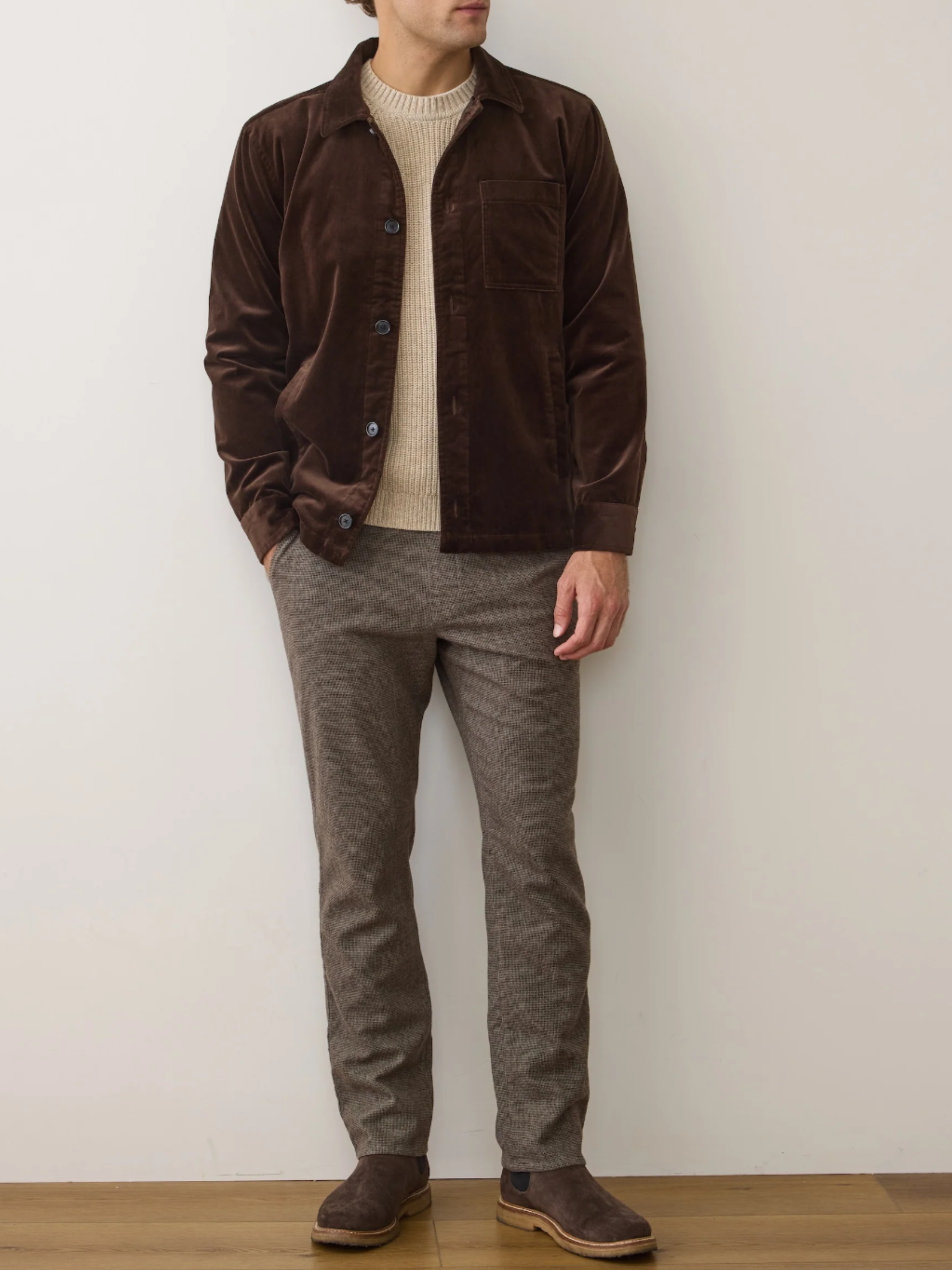 Marine Layer Saturday Houndstooth Slim Straight Leg Pants Chino Chinos Men’s Bottoms for Men Dark Taupe Pattern Athens GA Georgia Kempt Menswear Store Near Me