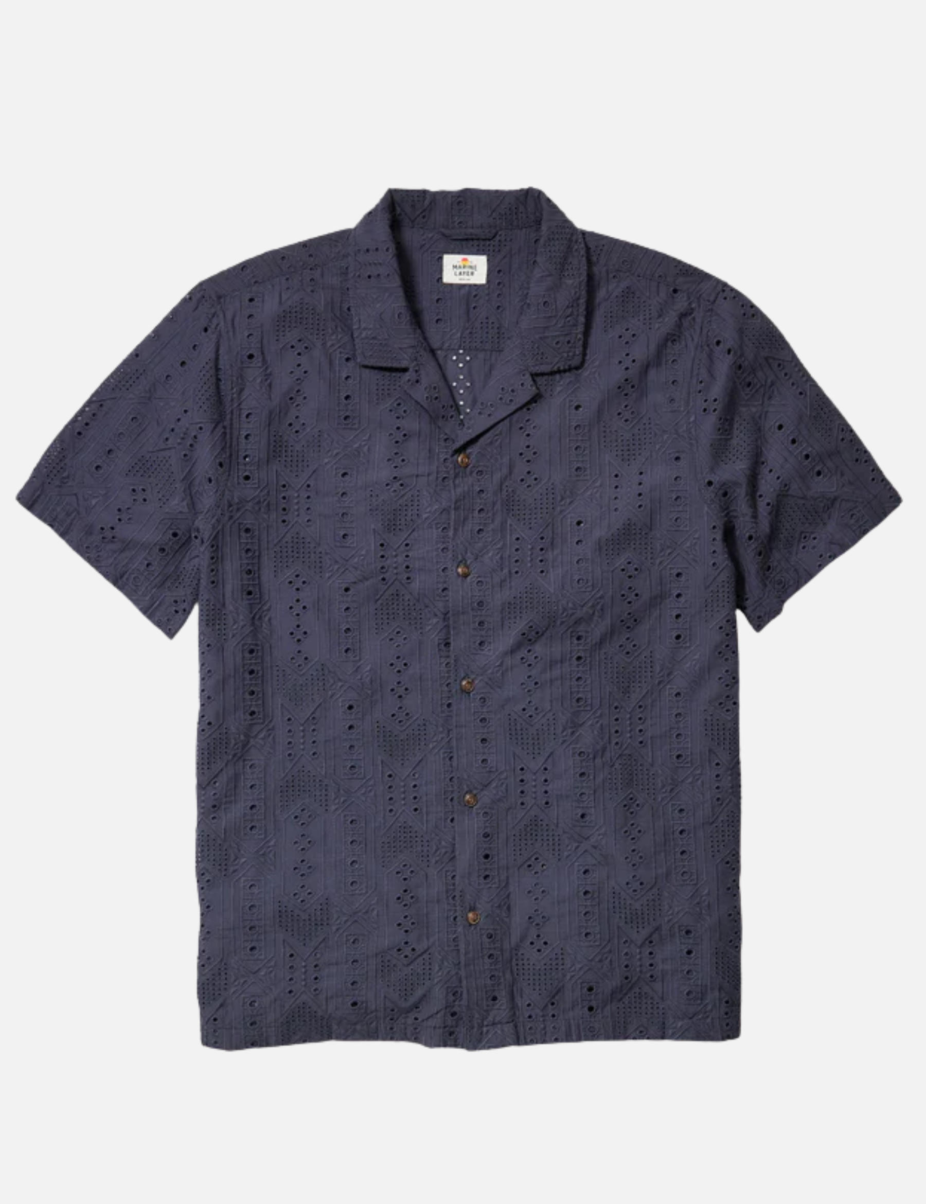 Marine Layer 5 O'Clock Resort Shirt India Ink Men's Textured Embroidered Button Up Collared Shirt  For Men Athens GA Georgia Kempt Menswear Store Near Me 