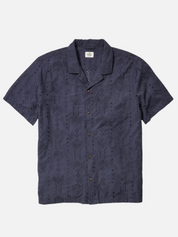 Marine Layer 5 O'Clock Resort Shirt India Ink Men's Textured Embroidered Button Up Collared Shirt  For Men Athens GA Georgia Kempt Menswear Store Near Me 