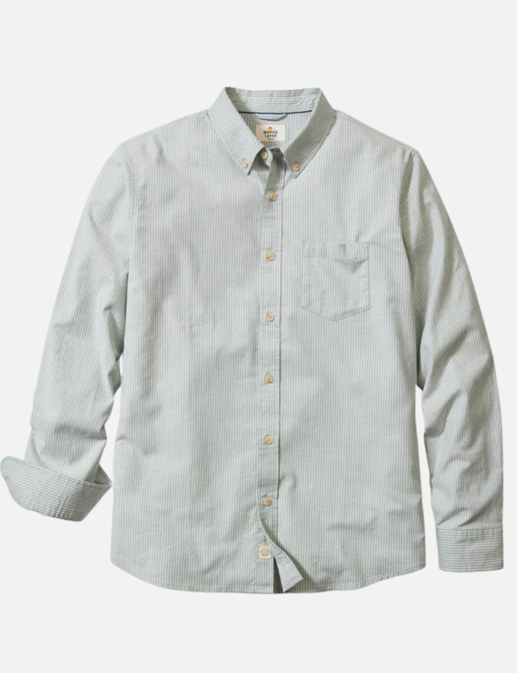 Marine Layer California Oxford Shirt Deep Sea Stripe Men's LS Long Sleeve Button Down Casual Shirt For Men Athens GA Georgia Kempt Menswear Store Near Me