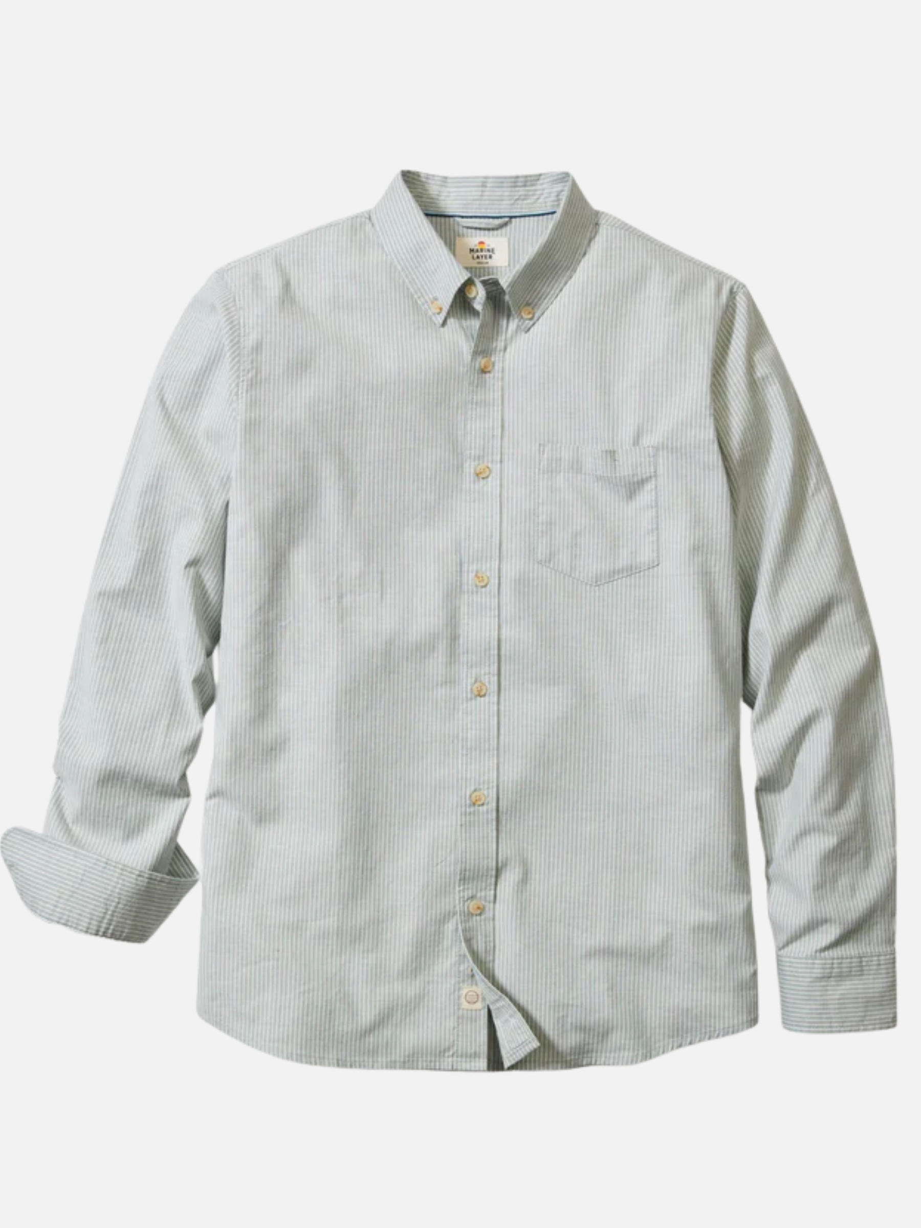 Marine Layer California Oxford Shirt Deep Sea Stripe Men's LS Long Sleeve Button Down Casual Shirt For Men Athens GA Georgia Kempt Menswear Store Near Me