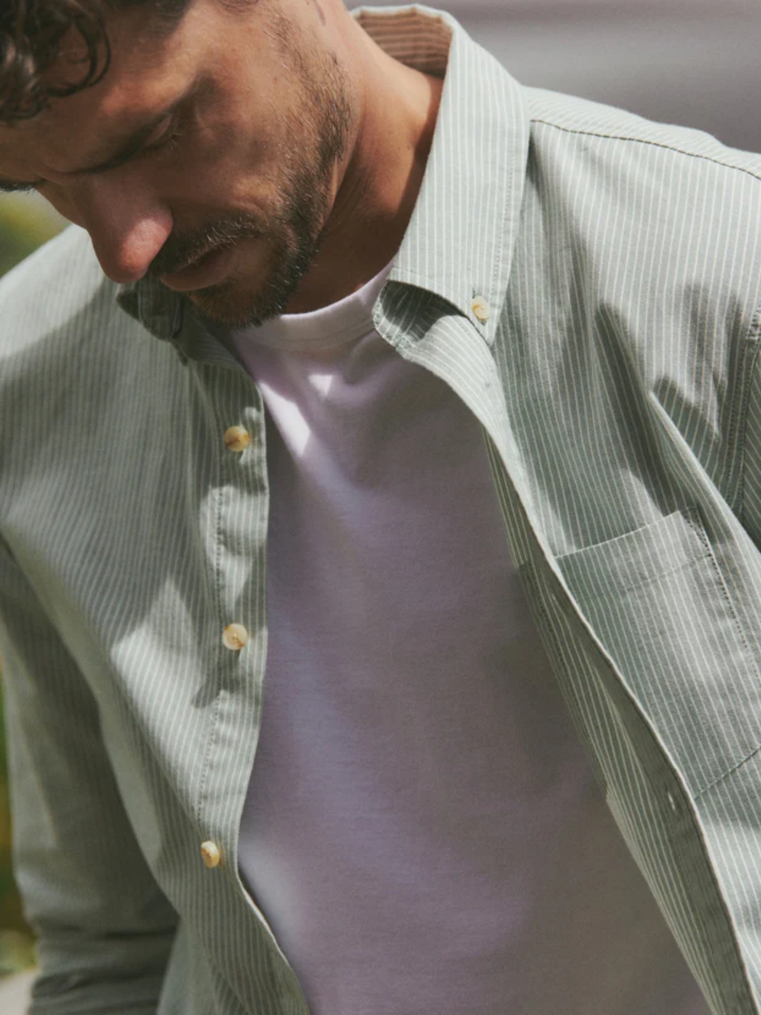 Marine Layer California Oxford Shirt Deep Sea Stripe Men's LS Long Sleeve Button Down Casual Shirt For Men Athens GA Georgia Kempt Menswear Store Near Me