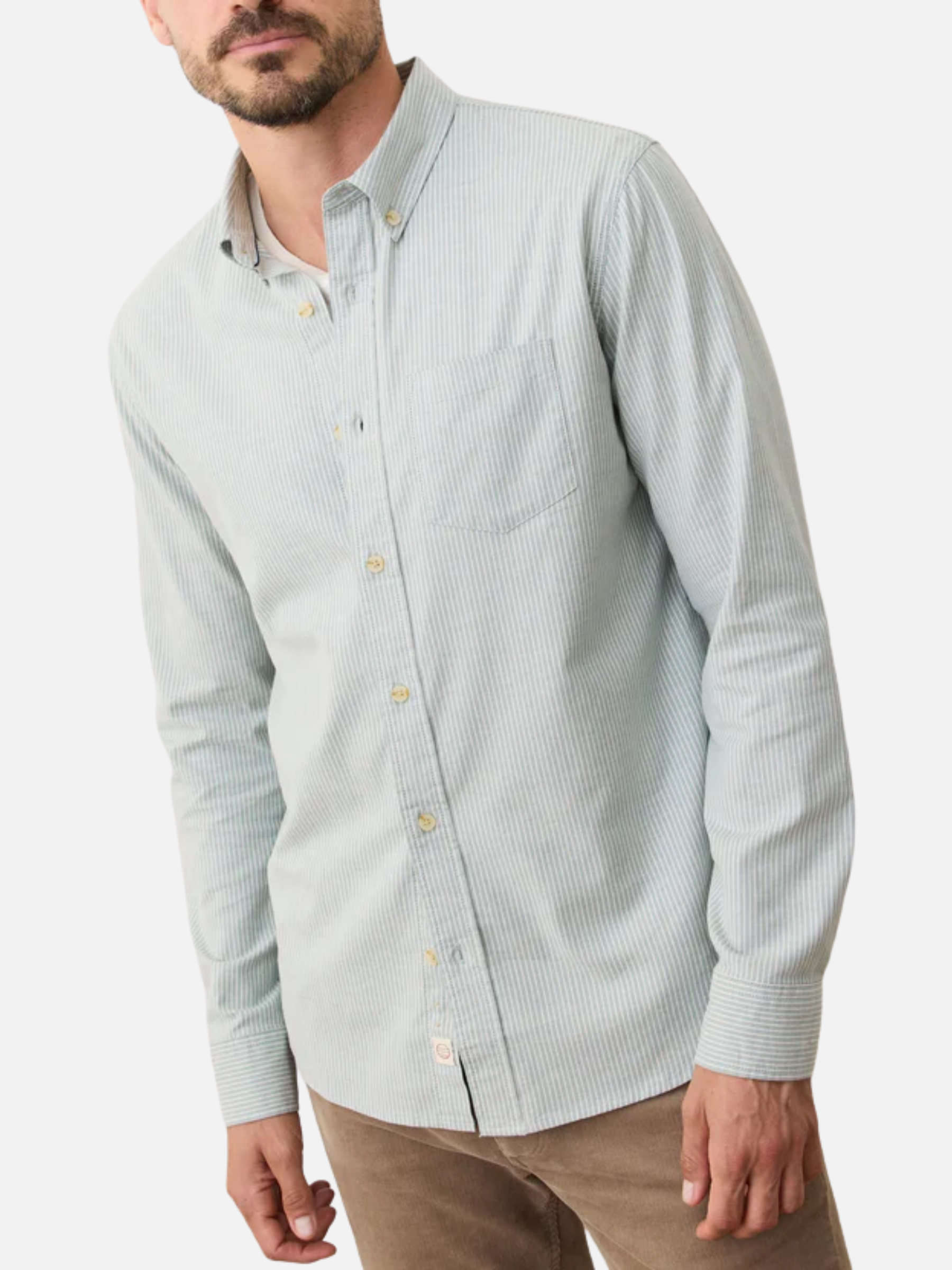 Marine Layer California Oxford Shirt Deep Sea Stripe Men's LS Long Sleeve Button Down Casual Shirt For Men Athens GA Georgia Kempt Menswear Store Near Me