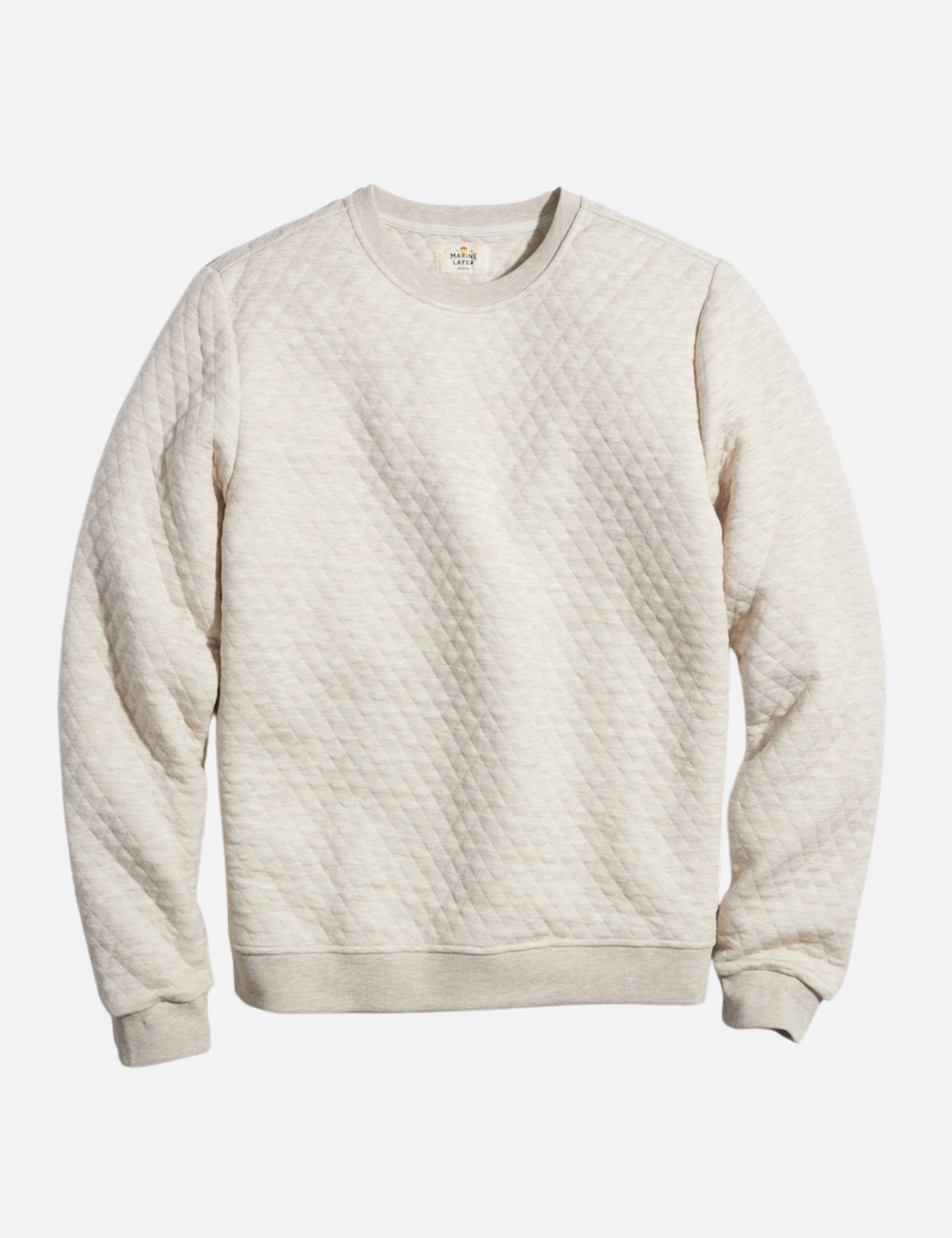 Marine Layer Corbet Quilted Crewneck Dark Oat Sweatshirt Kempt Menswear Shop Athens GA