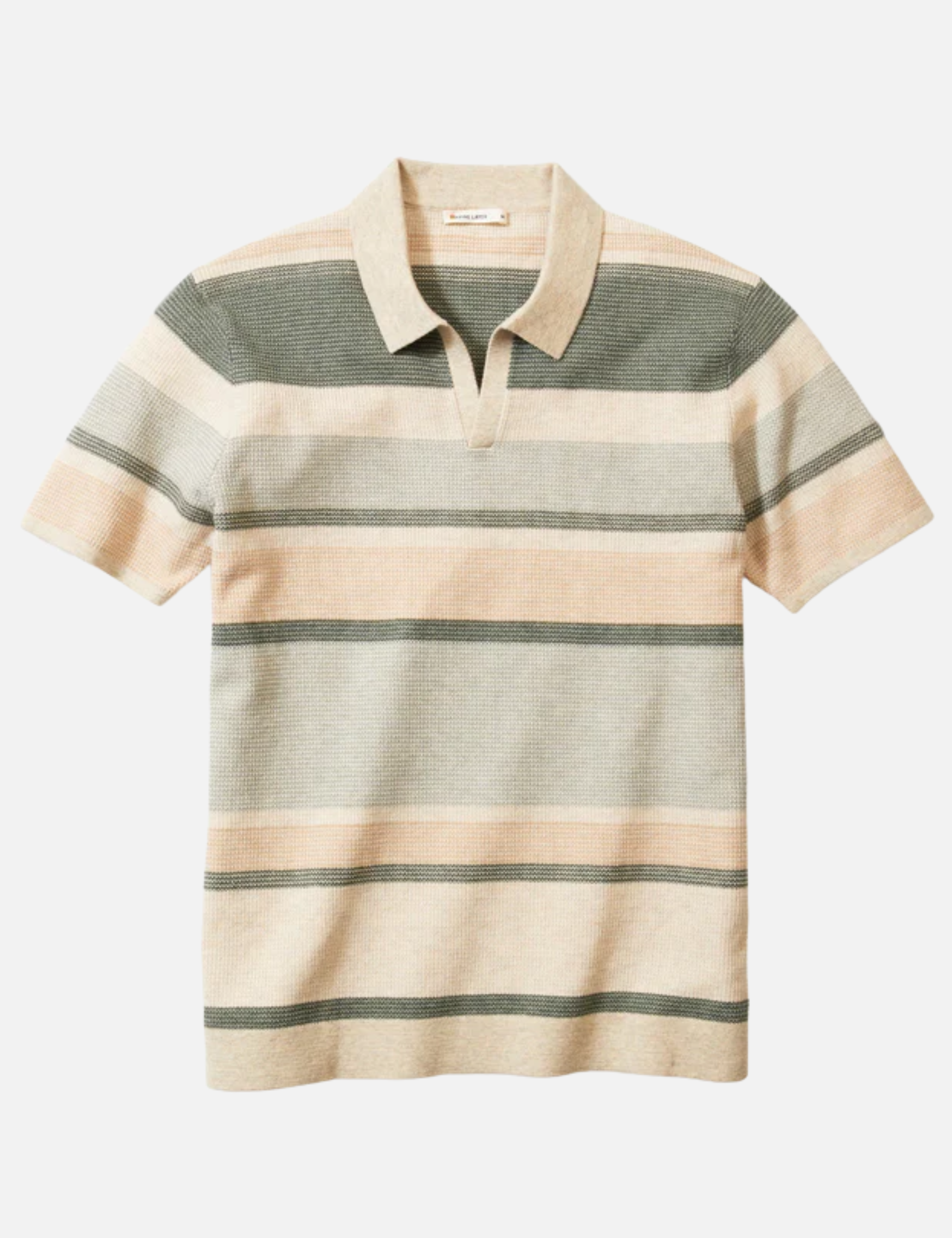 Marine Layer Liam Sweater Polo Green Multi Men's SS Short Sleeve Knit Polo Top For Men Spring Summer Athens GA Georgia Kempt Menswear Store Near Me