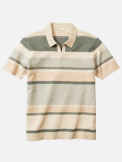 Marine Layer Liam Sweater Polo Green Multi Men's SS Short Sleeve Knit Polo Top For Men Spring Summer Athens GA Georgia Kempt Menswear Store Near Me