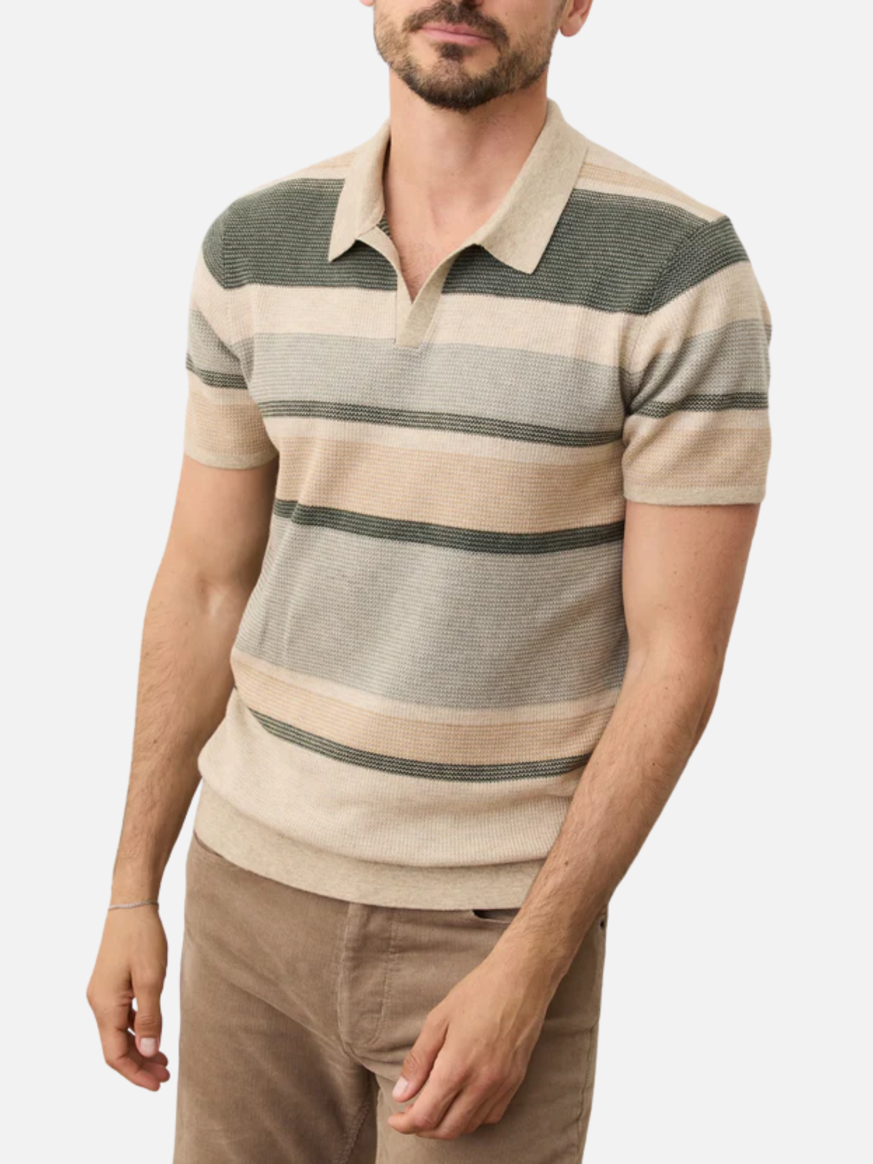 Marine Layer Liam Sweater Polo Green Multi Men's SS Short Sleeve Knit Polo Top For Men Spring Summer Athens GA Georgia Kempt Menswear Store Near Me