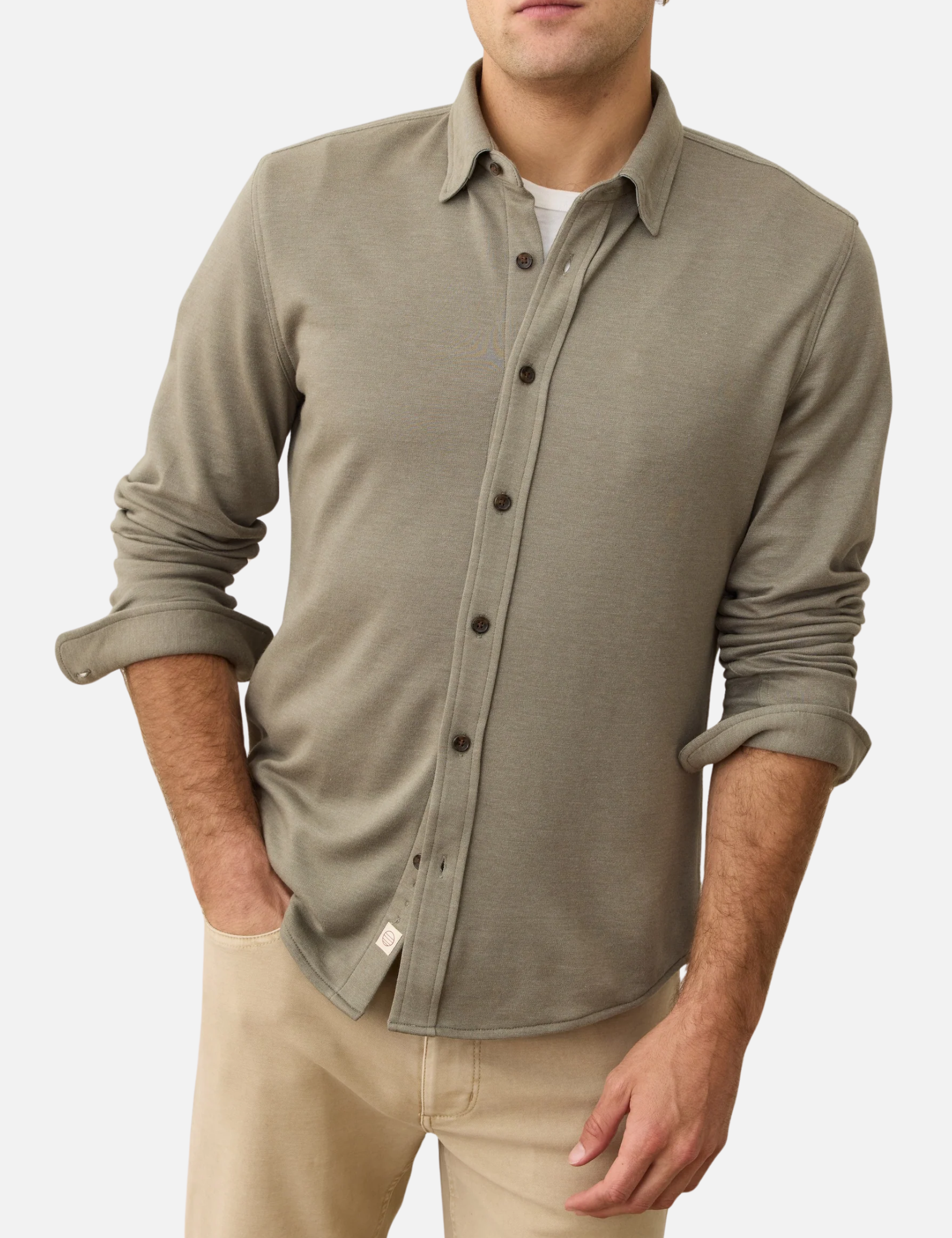 Marine Layer Pacifica Stretch Shirt Vetiver Sage Green Mens Flannel Kempt Athens Georgia Clothing Store for Guys