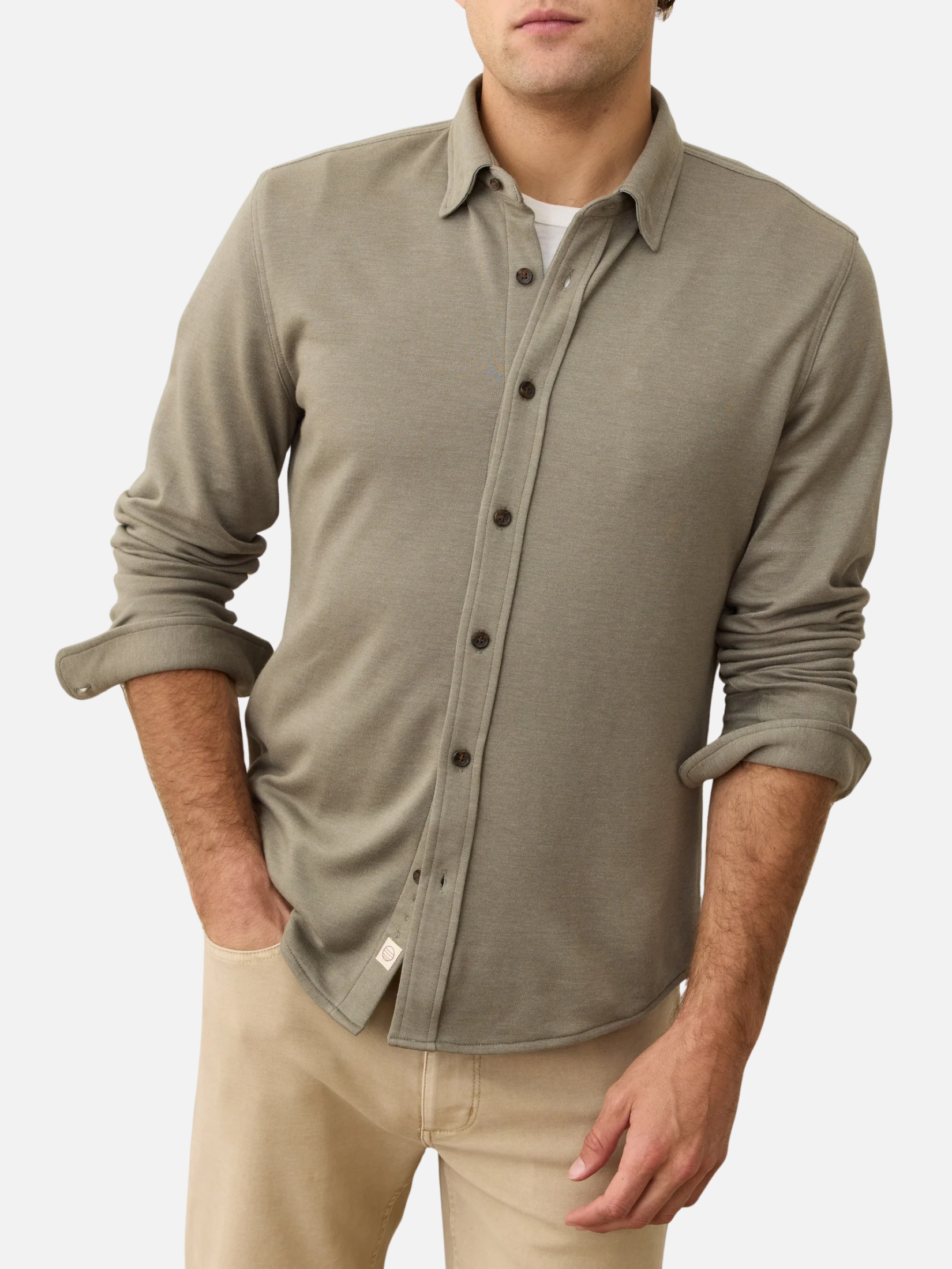 Marine Layer Pacifica Stretch Shirt Vetiver Sage Green Mens Flannel Kempt Athens Georgia Clothing Store for Guys