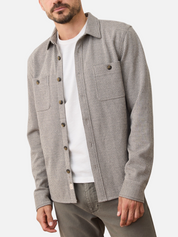 Marine Layer Pacifica Stretch Twill Overshirt Grey Railroad Stripe Shirt Jacket Kempt Mens Shop Athens Atlanta Georgia