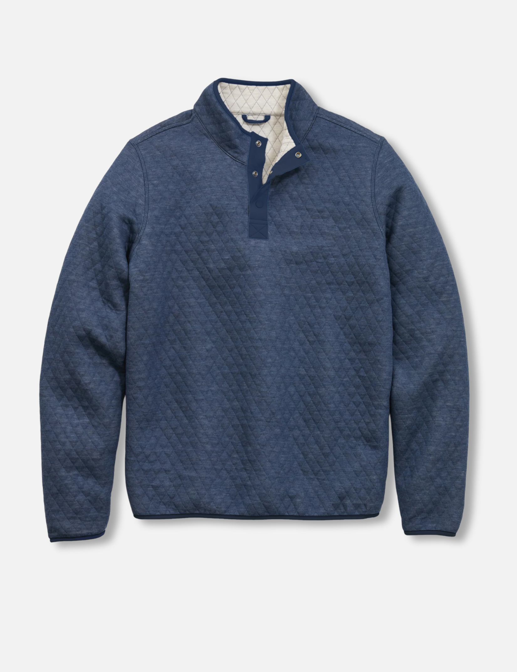 Marine Layer Reversible Corbet Pullover Navy Oat Quarter Zip Button Collar Kempt Mens Shop Athens GA UGA