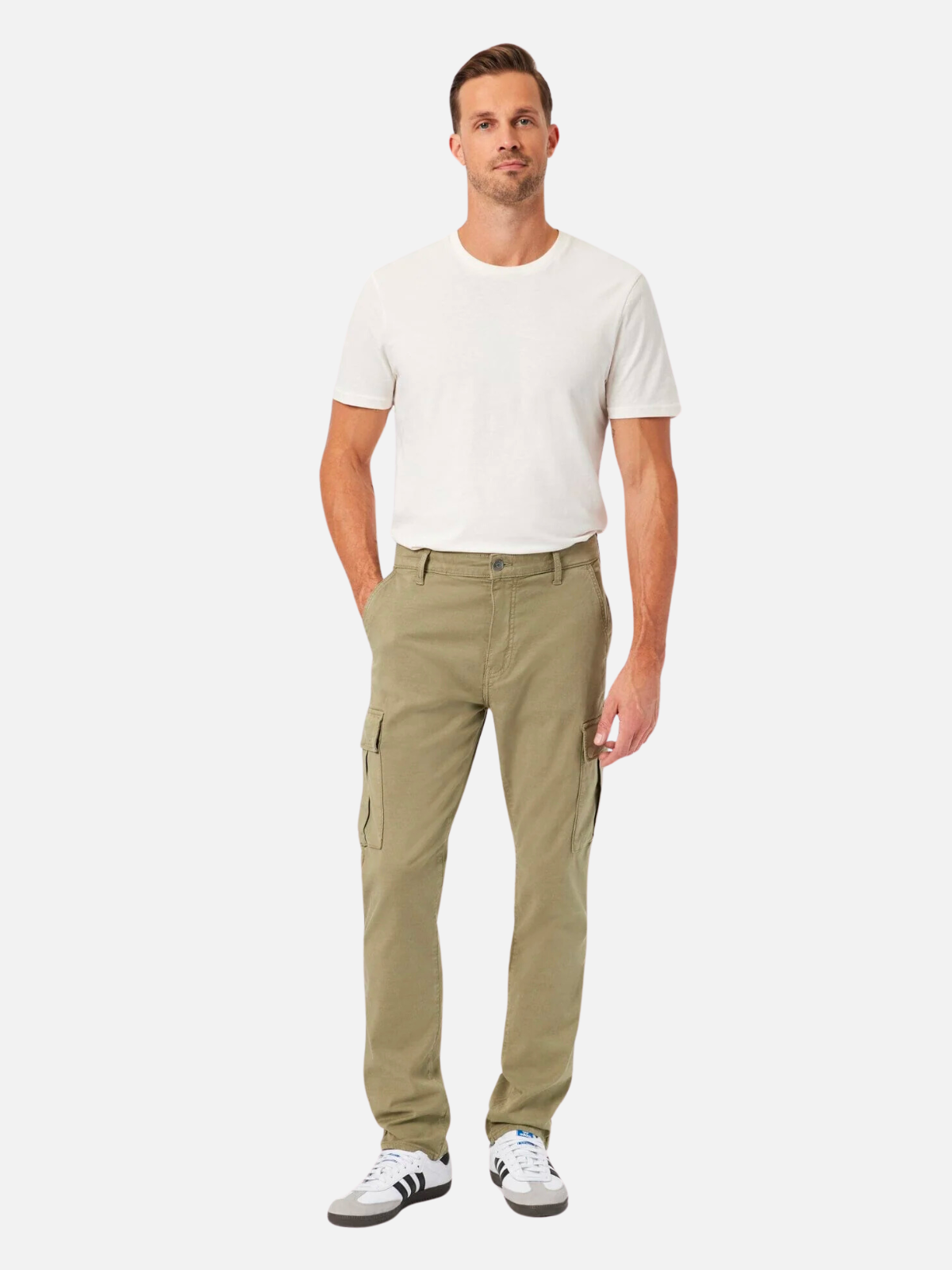 mavi sam slim straight cargo pant deep green luxe twill olive tan cotton elastane tencel blend kempt athens ga georgia men's clothing store