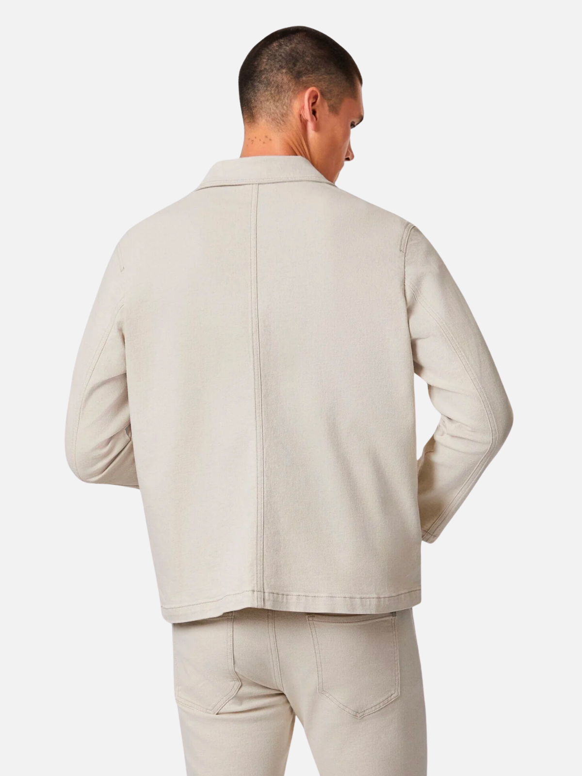 mavi victor denim jacket undyed cotton lyocell spandex chore jacket ecru natural sustainable kempt athens ga georgia men's clothing store