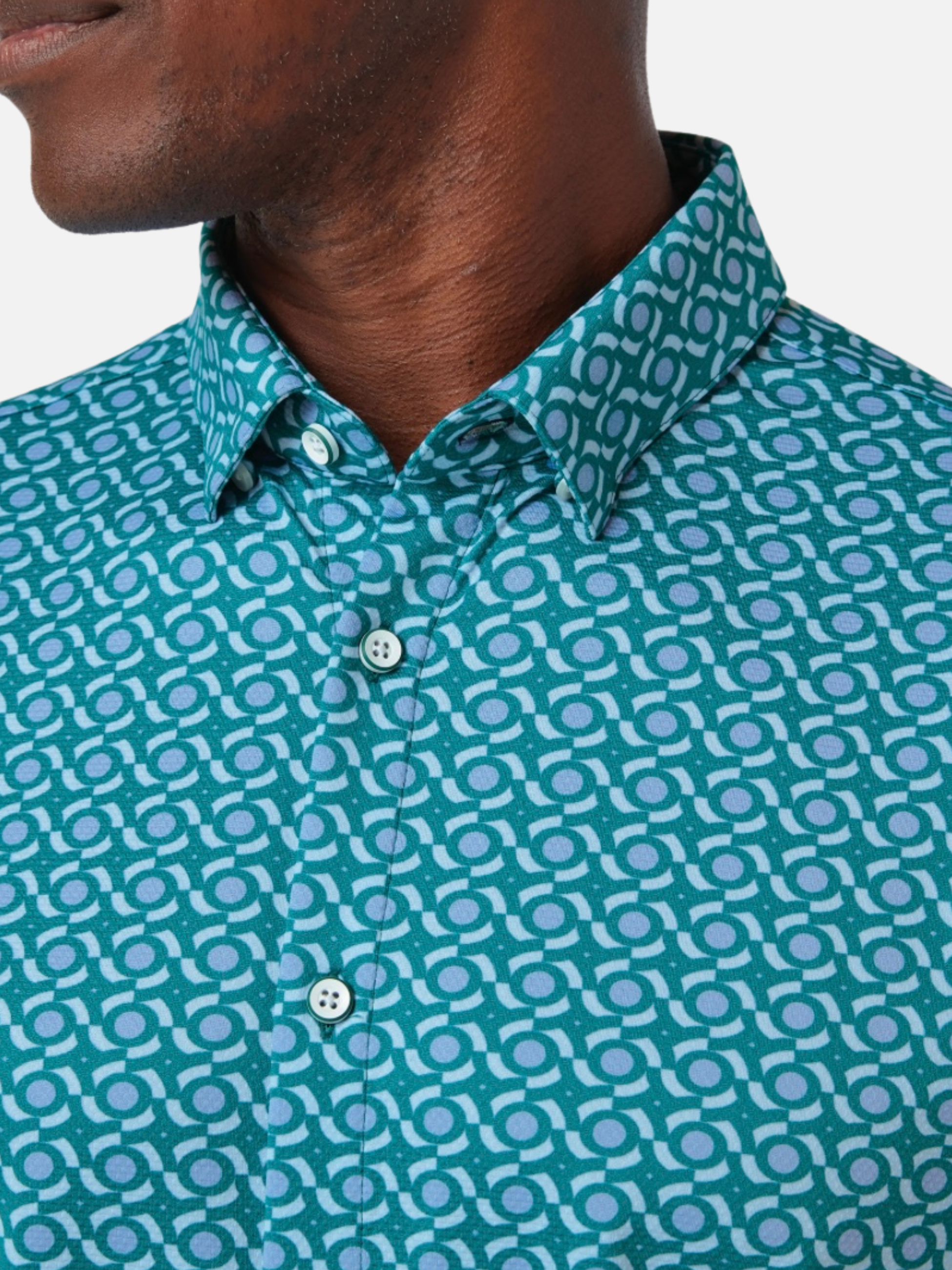 Mizzen + Main Halyard SS Dress Shirt - Teal Kaleidoscope
