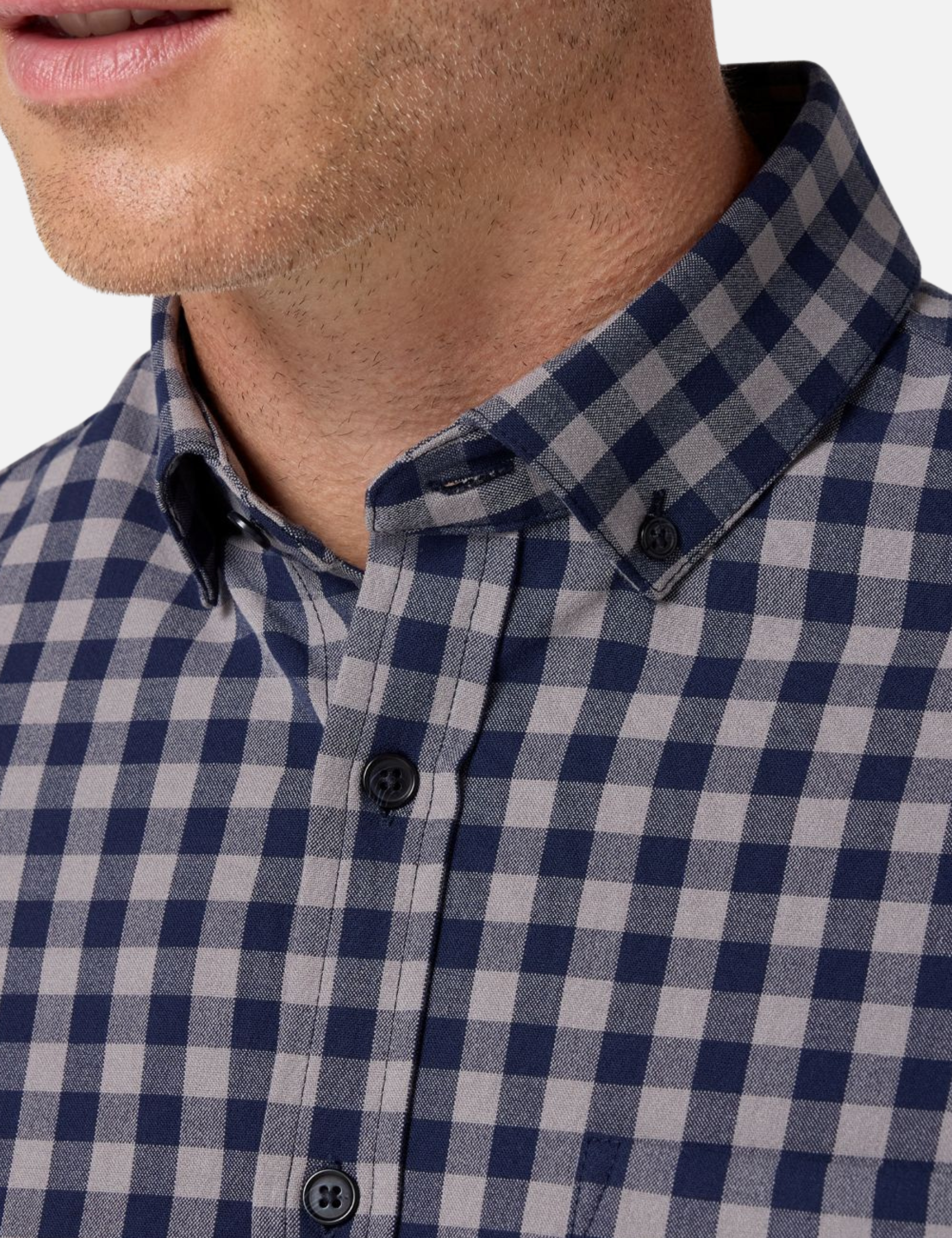 Mizzen + Main City Flannel Nickel Grey Gray Nickel Hayes Gingham Pattern Button Down Men’s Tops for Men LS Long Sleeve Shirt Athens GA Georgia Kempt Menswear Store Near Me