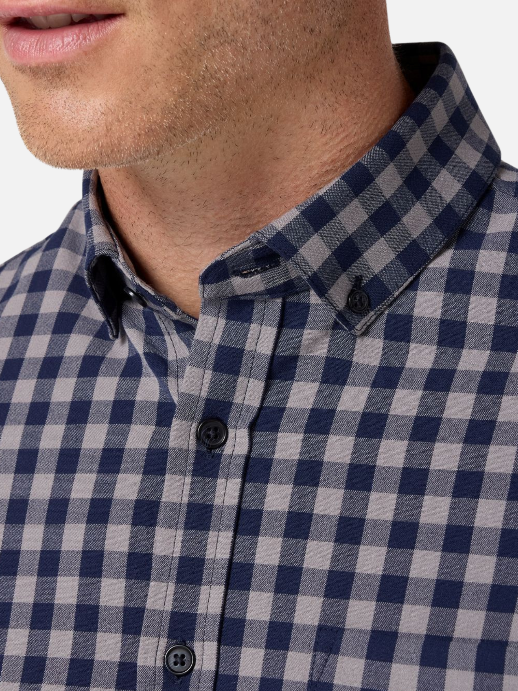 Mizzen + Main City Flannel Nickel Grey Gray Nickel Hayes Gingham Pattern Button Down Men’s Tops for Men LS Long Sleeve Shirt Athens GA Georgia Kempt Menswear Store Near Me