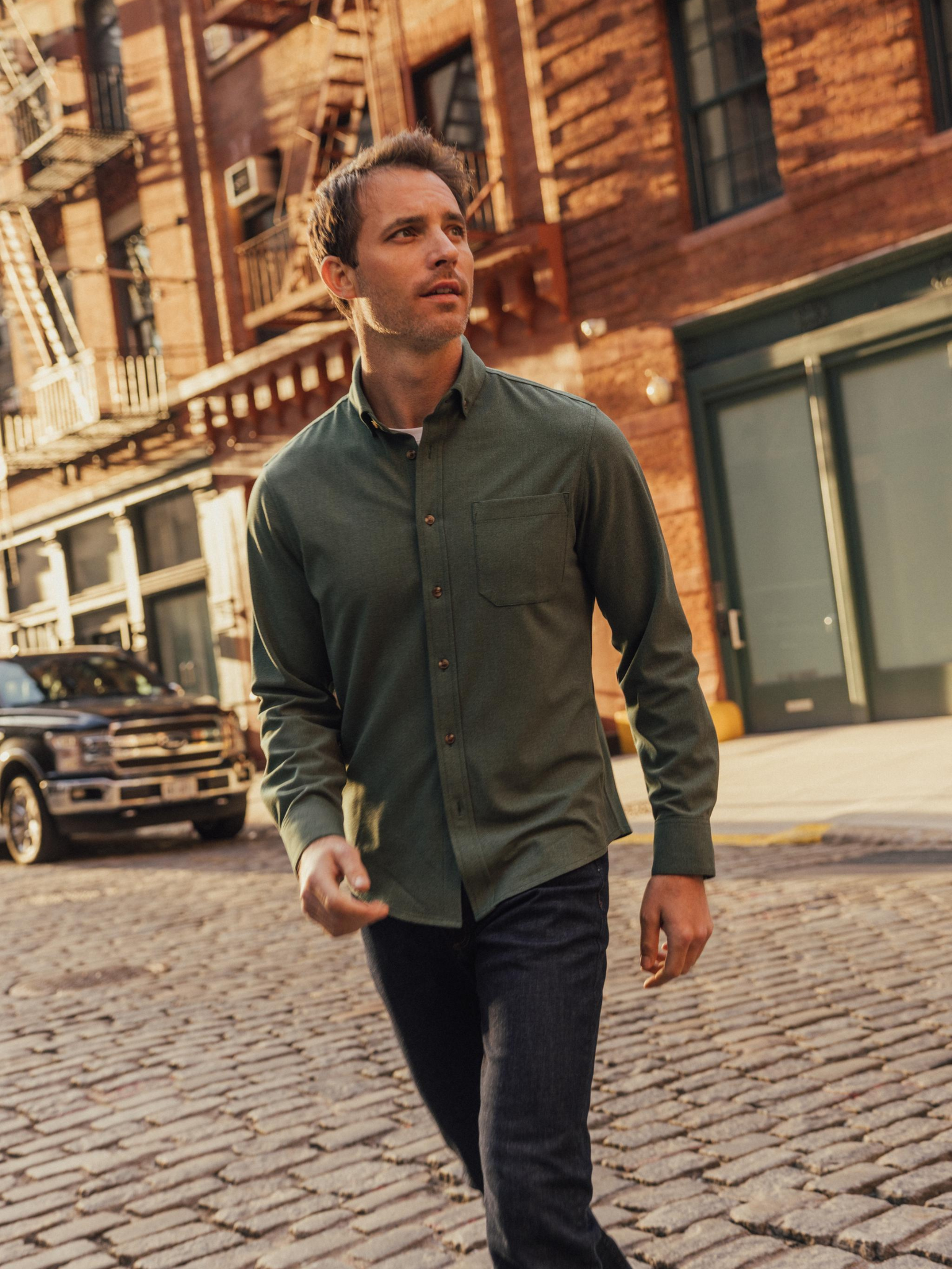 Mizzen + Main LS Long Sleeve City Flannel Spruce Heather Green Button Up Athens GA Georgia Kempt Menswear Store Near Me
