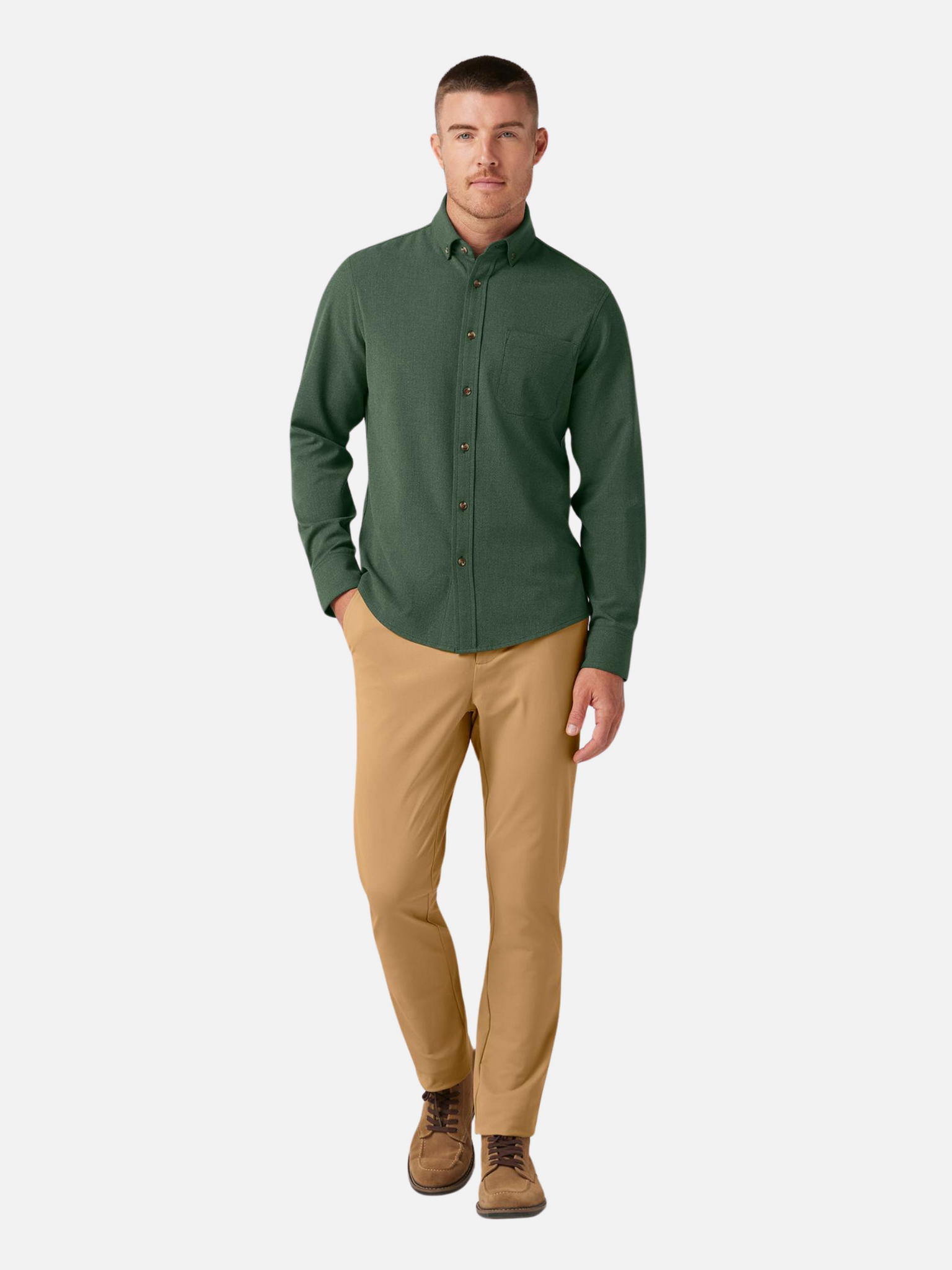 Mizzen + Main LS Long Sleeve City Flannel Spruce Heather Green Button Up Athens GA Georgia Kempt Menswear Store Near Me