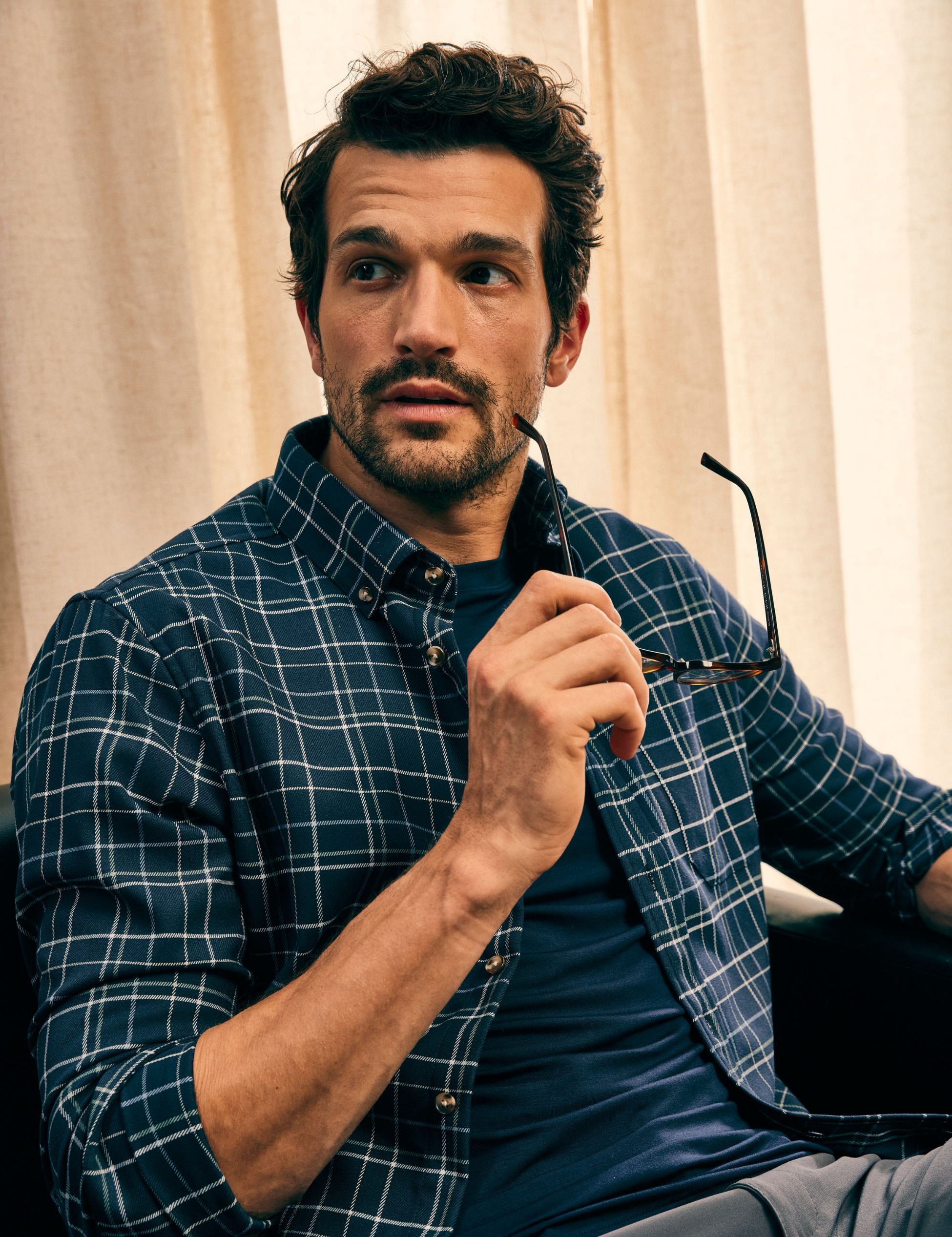 Mizzen + Main City Flannel Navy Andrew Plaid Blue LS Long Sleeve Men’s Button Up for Men Athens GA Georgia Kempt Menswear Store Near Me