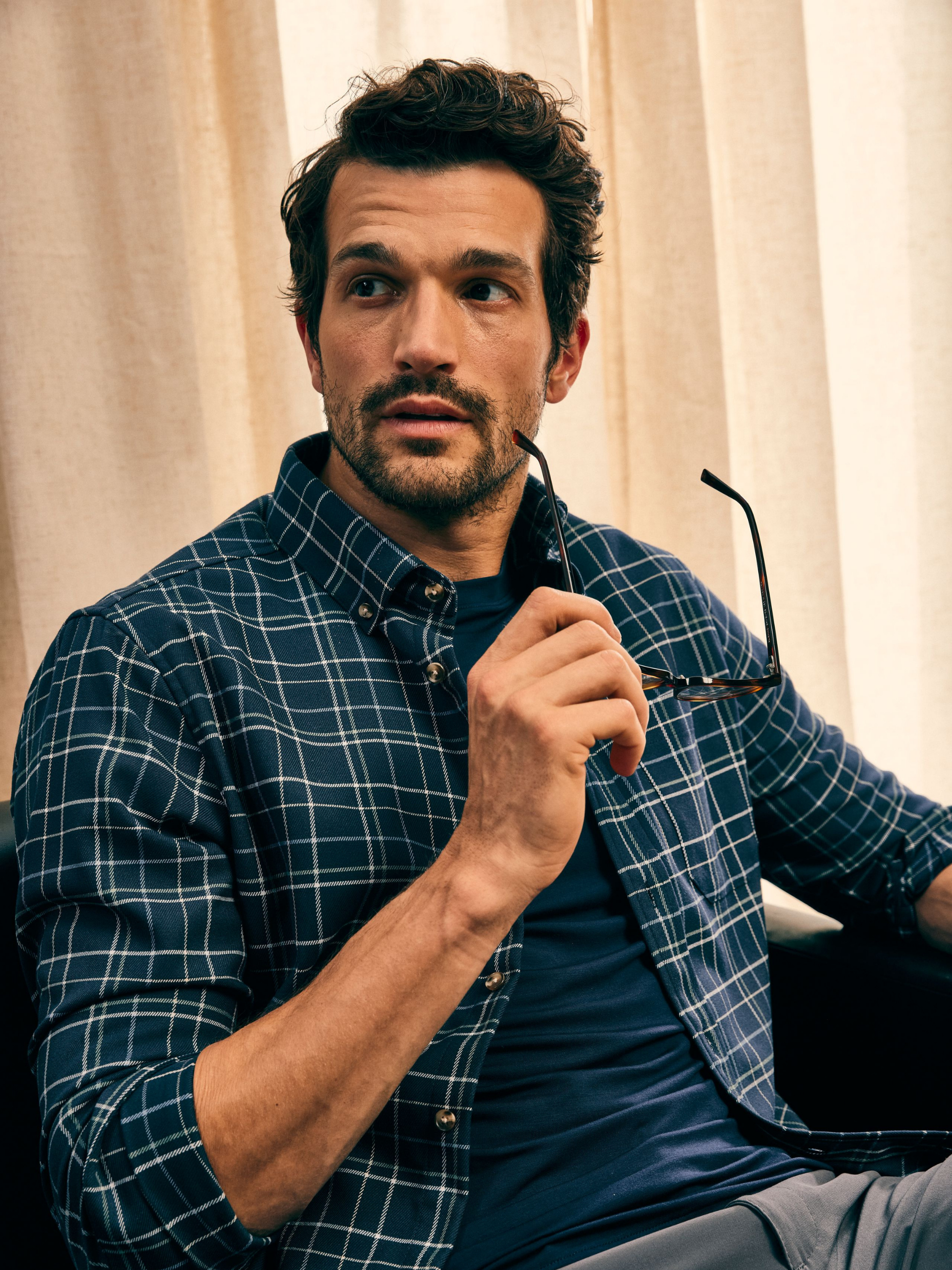 Mizzen + Main City Flannel Navy Andrew Plaid Blue LS Long Sleeve Men’s Button Up for Men Athens GA Georgia Kempt Menswear Store Near Me