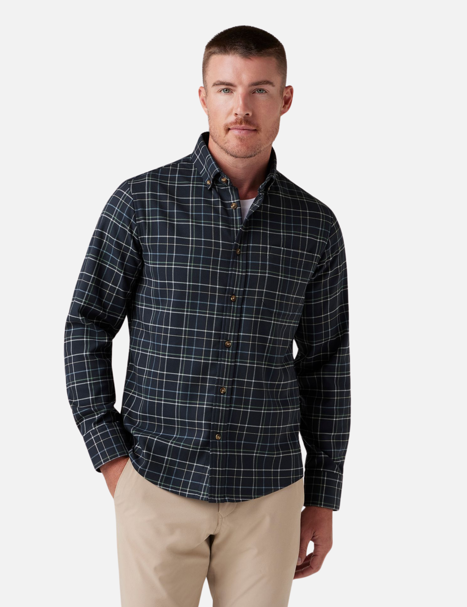 Mizzen + Main City Flannel Navy Andrew Plaid Blue LS Long Sleeve Men’s Button Up for Men Athens GA Georgia Kempt Menswear Store Near Me