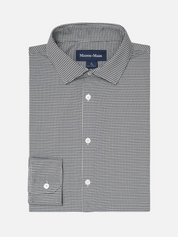 Mizzen + Main Halyard LS Long Sleeve Dress Shirt Collared Button Up Men’s Top for Men Work Formal Attire Dress Shirt Black White Peter Gingham Pattern Athens GA Georgia Kempt Menswear Store Near Me Wrinkle Free Lightweight Fabric