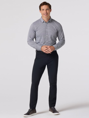 Mizzen + Main Halyard LS Long Sleeve Dress Shirt Collared Button Up Men’s Top for Men Work Formal Attire Dress Shirt Black White Peter Gingham Pattern Athens GA Georgia Kempt Menswear Store Near Me Wrinkle Free Lightweight Fabric