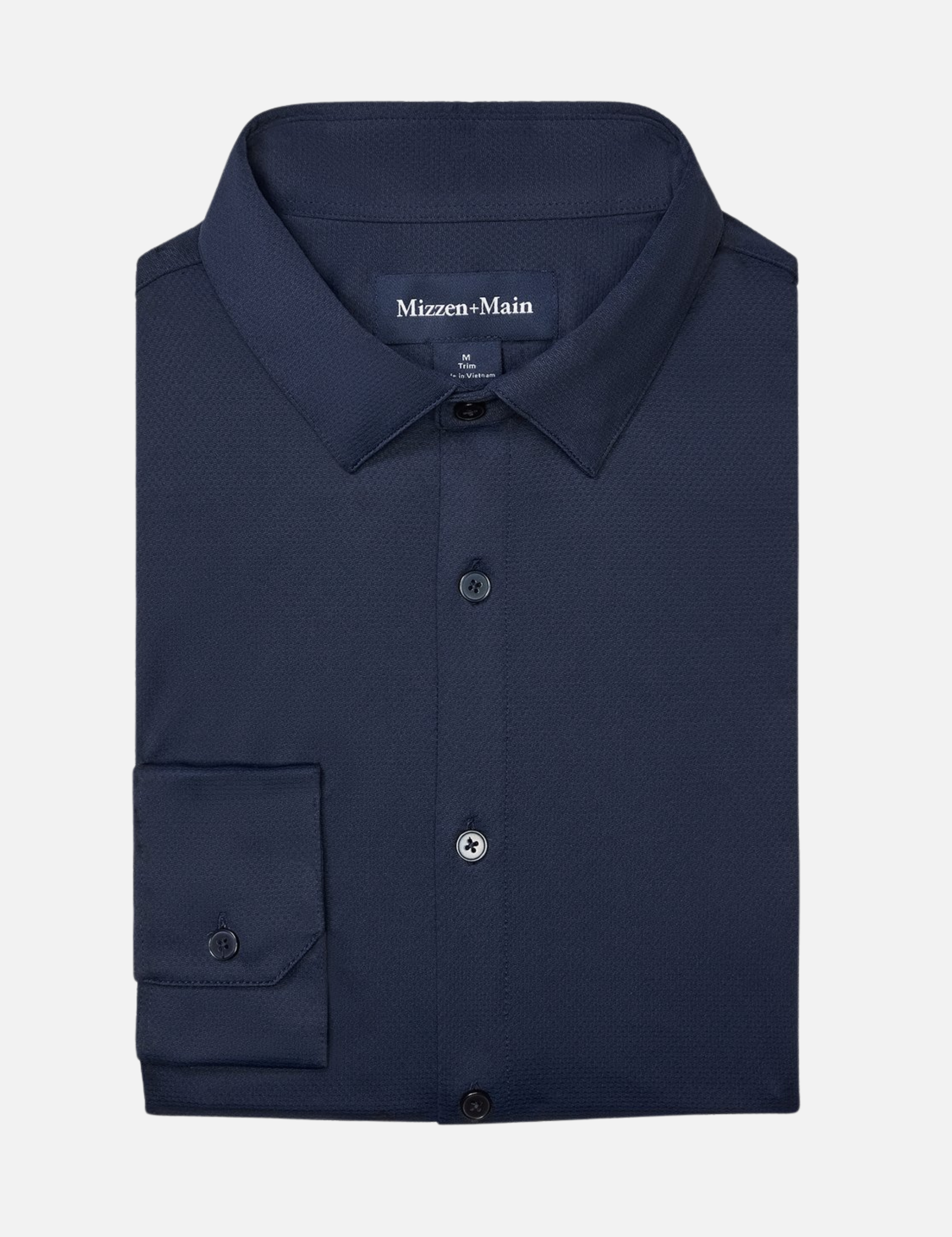 Mizzen + Main Halyard LS Long Sleeve Dress Shirt Navy Blue Men’s Tops Formal Shirts Breathable Comfortable Wrinkle Free Fabric Athens GA Georgia Kempt Menswear Store Near Me